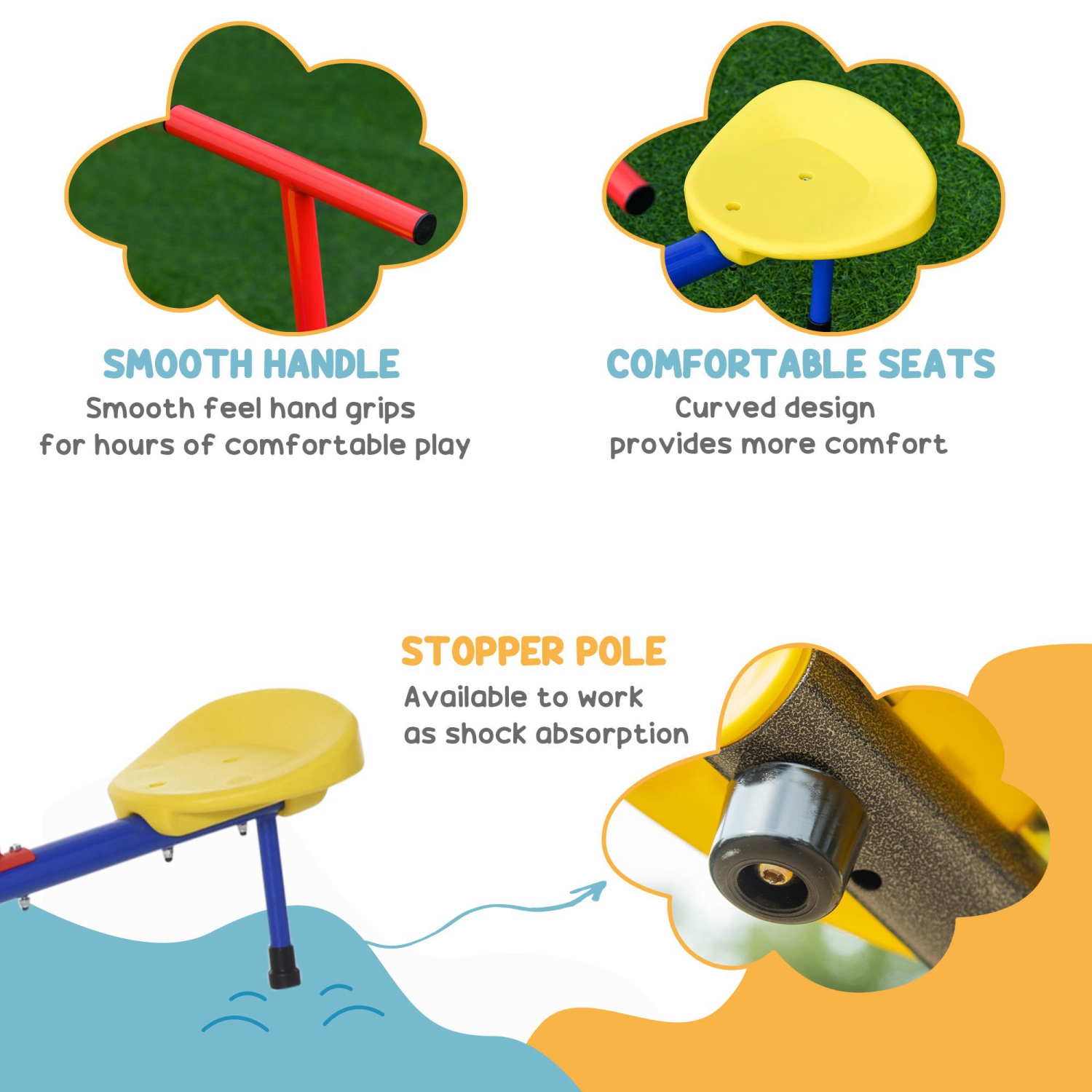 Outsunny Kids Metal Seesaw Teeter Totter Children's Playground Equipment for Garden Outdoor Indoor Swing, 4 Seats