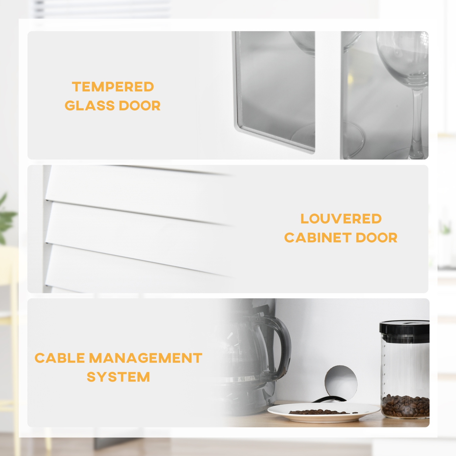 HOMCOM 67" Traditional Freestanding Kitchen Pantry Cabinet with Microwave Stand, Glass Door and Adjustable Shelf, Kitchen Buffet Cabinet with Hutch,