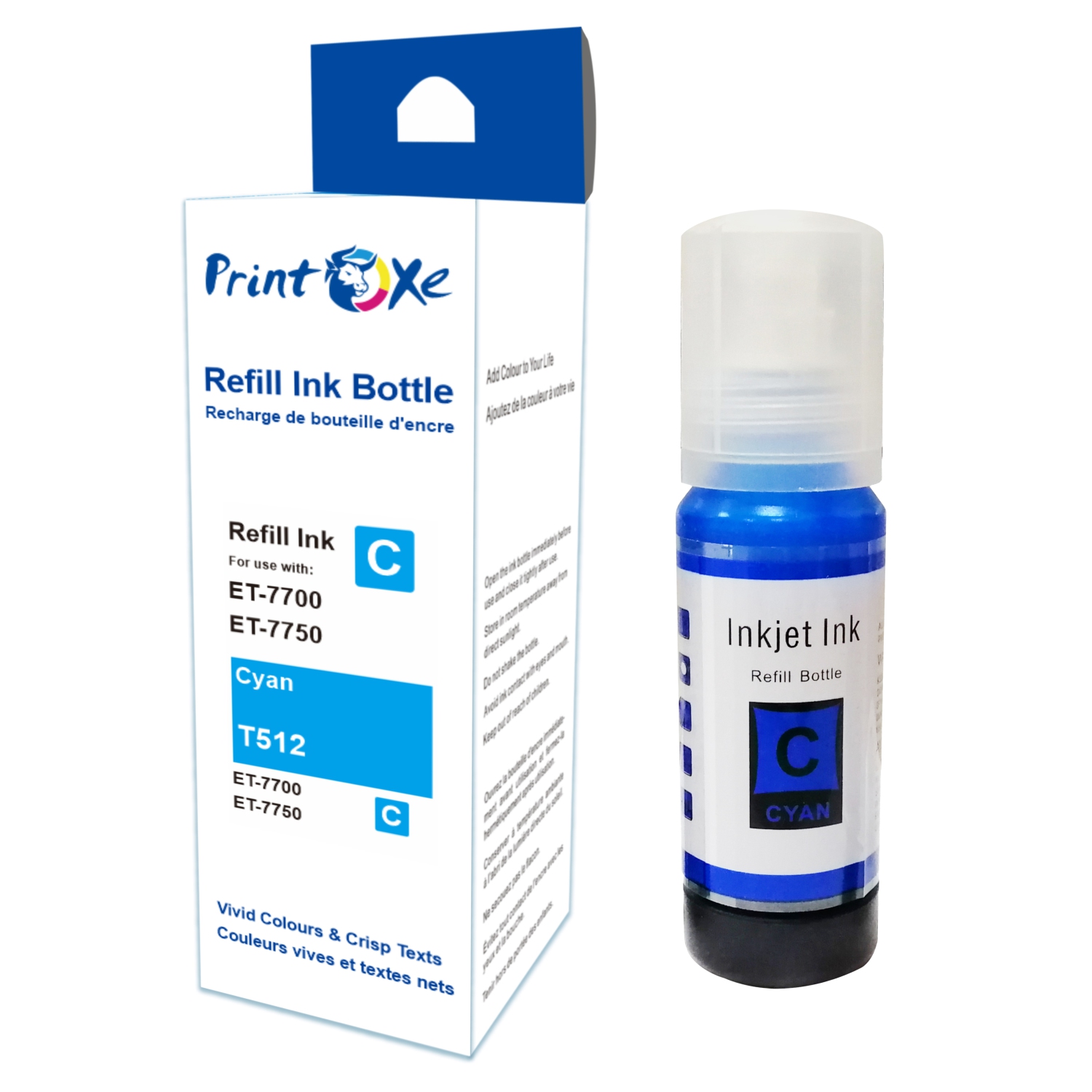 Bouteilles de rechange compatibles PRINTOXE® T512 Ensemble de 512 bouteilles de 5 bouteilles couleur de magenta et jaune cyan PhotoBlack pour