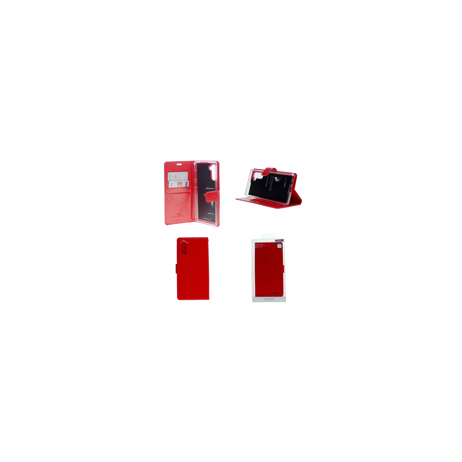 TopSave Goospery BLUEMOON Card Slot w/Magnetic Clip Leather Folio Wallet Flip Case For Samsung S21 Plus, Red