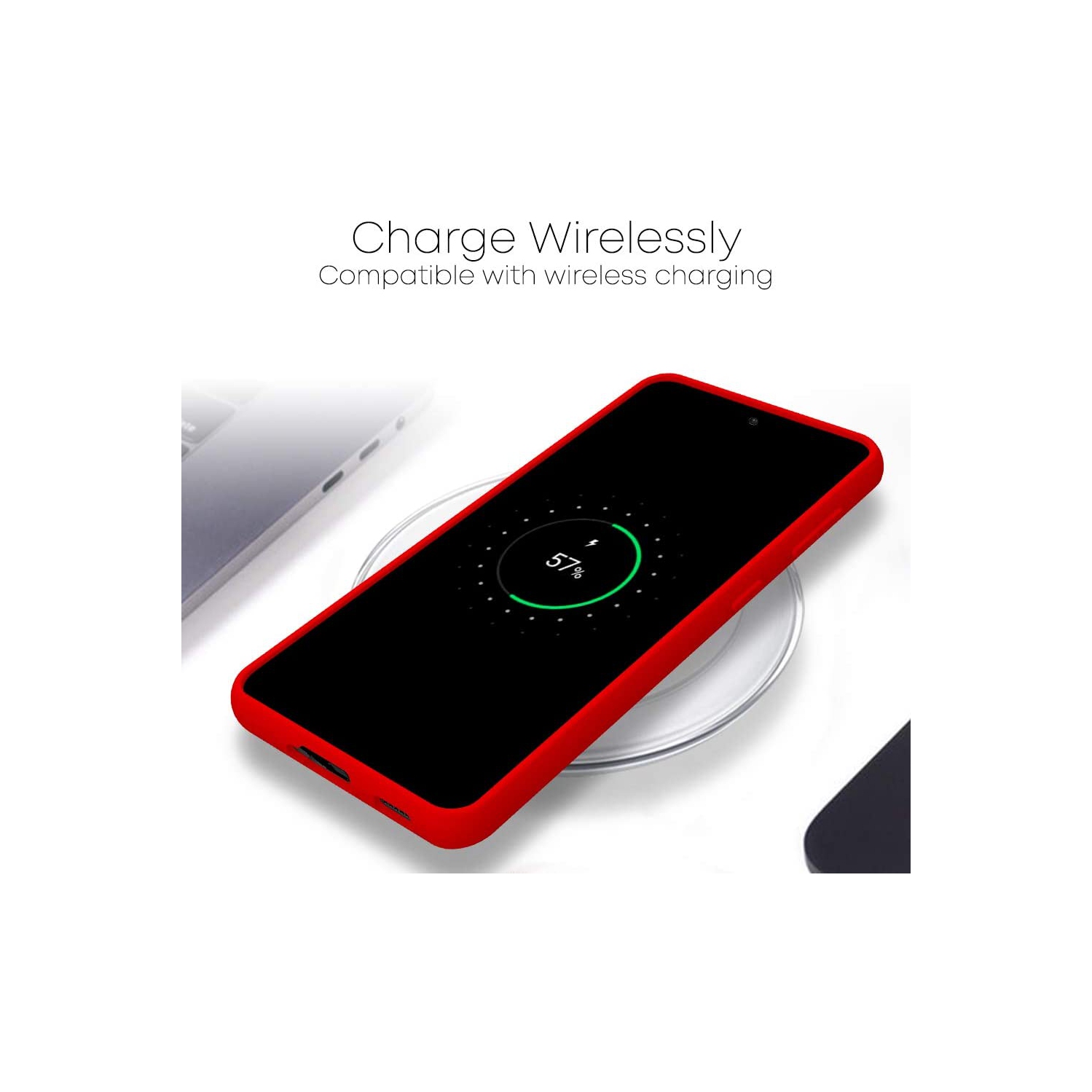 TopSave Goospery Liquid Silicone Gel Rubber Full Body Protection Cover Case For Samsung S21 Plus, Red