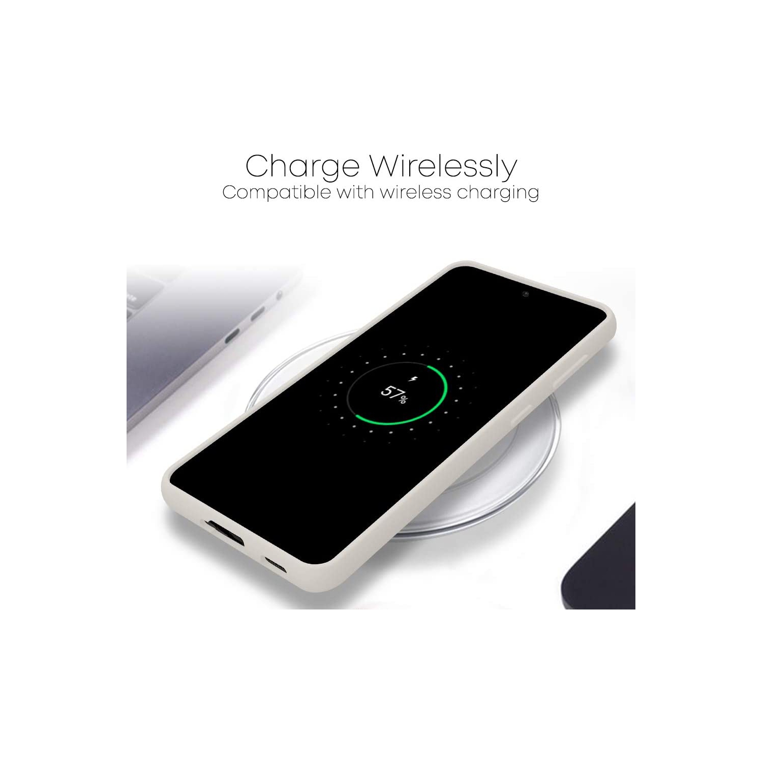 TopSave Goospery Liquid Silicone Gel Rubber Full Body Protection Cover Case For Samsung S21 Plus, Stone