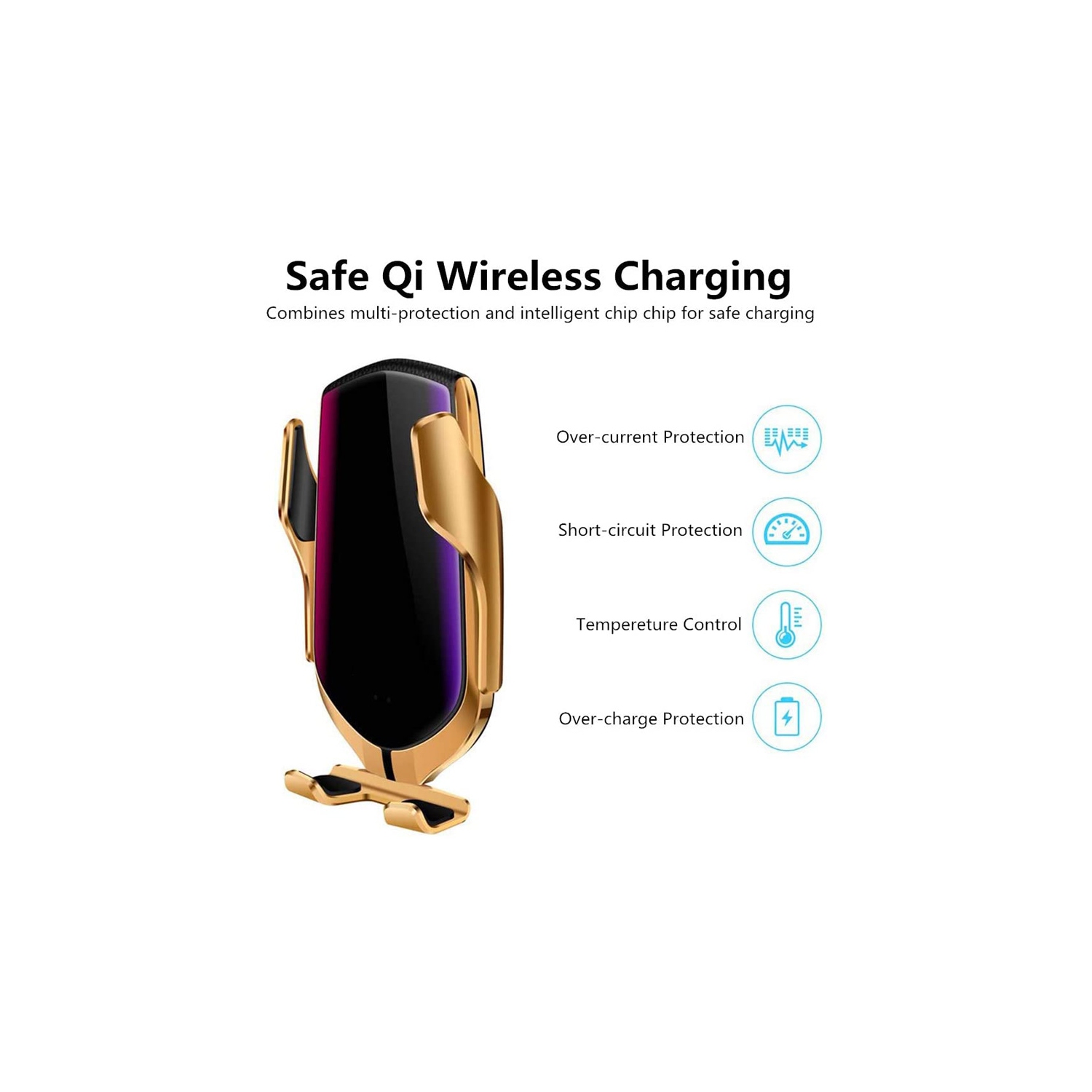 Wireless Car Charger Holder Mount Luxury Auto-Clamping Qi Fast Charging - axGear