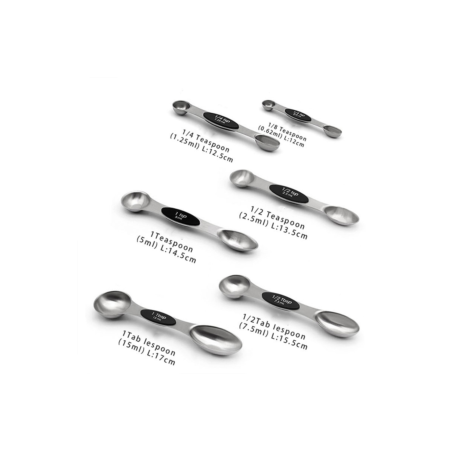 Ensemble de cuillères à mesurer magnétiques 6 pièces en acier inoxydable empilable double face - axGear