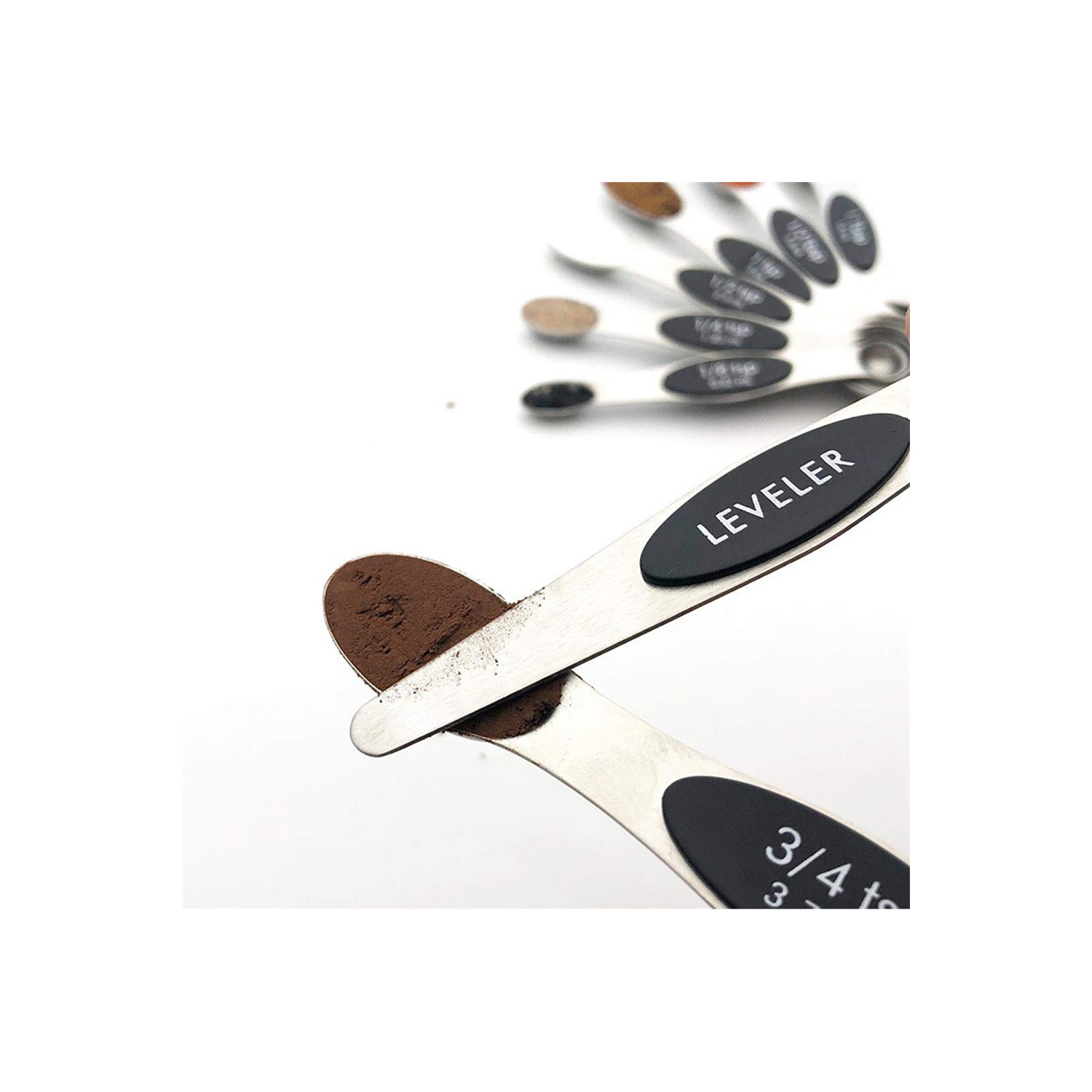 Ensemble de cuillères à mesurer magnétiques 6 pièces en acier inoxydable empilable double face - axGear