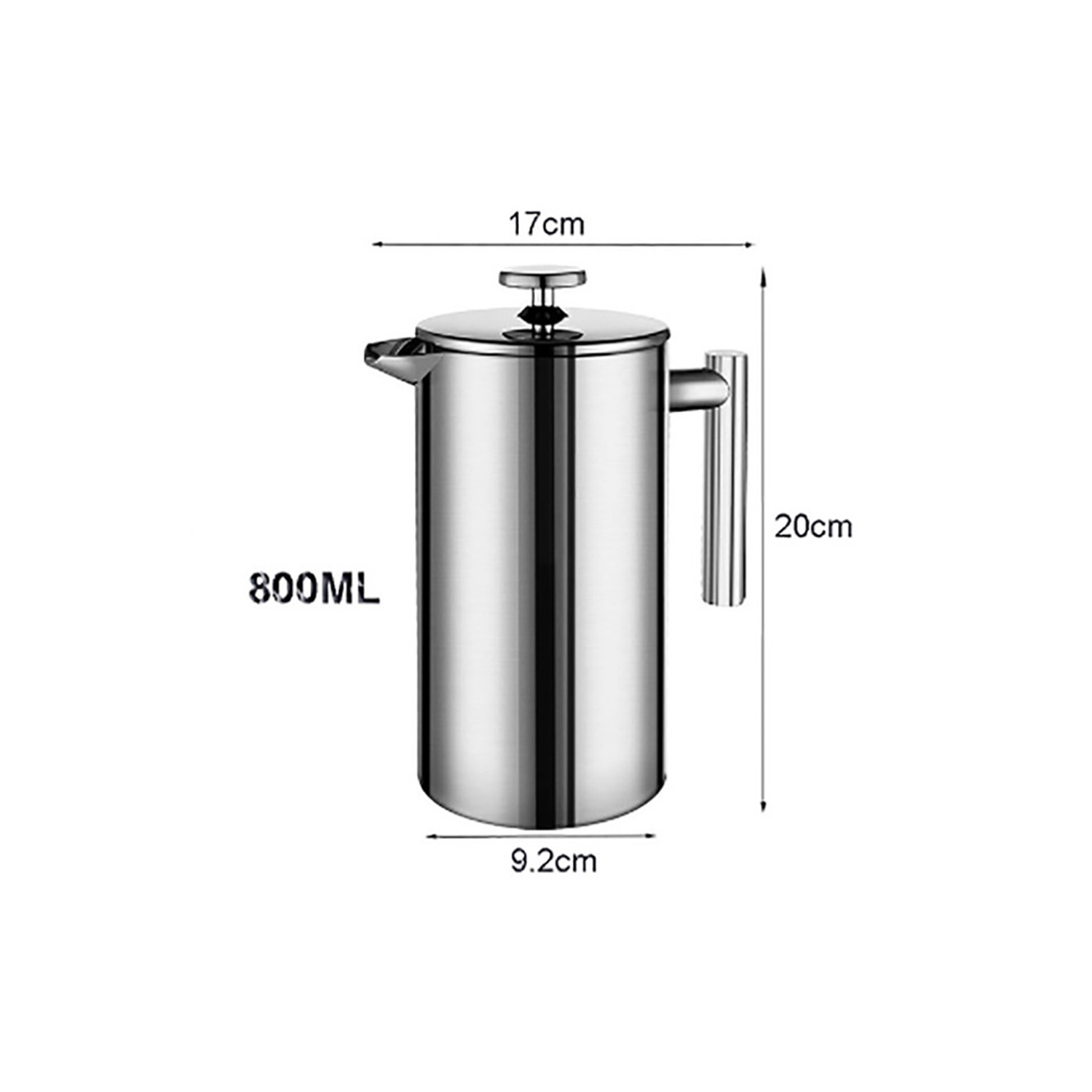 Stainless Steel French Press Coffee Maker 800ml Easy Clean Tea Pot with Filter - axGear
