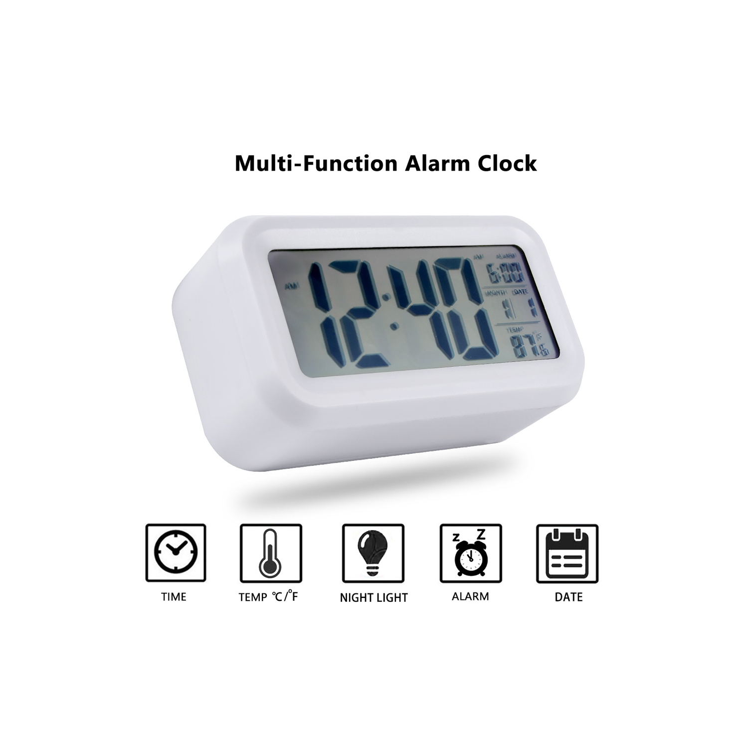Digital Alarm Clock Large LCD Display Thermometer Smart Night Light Back Light - axGear