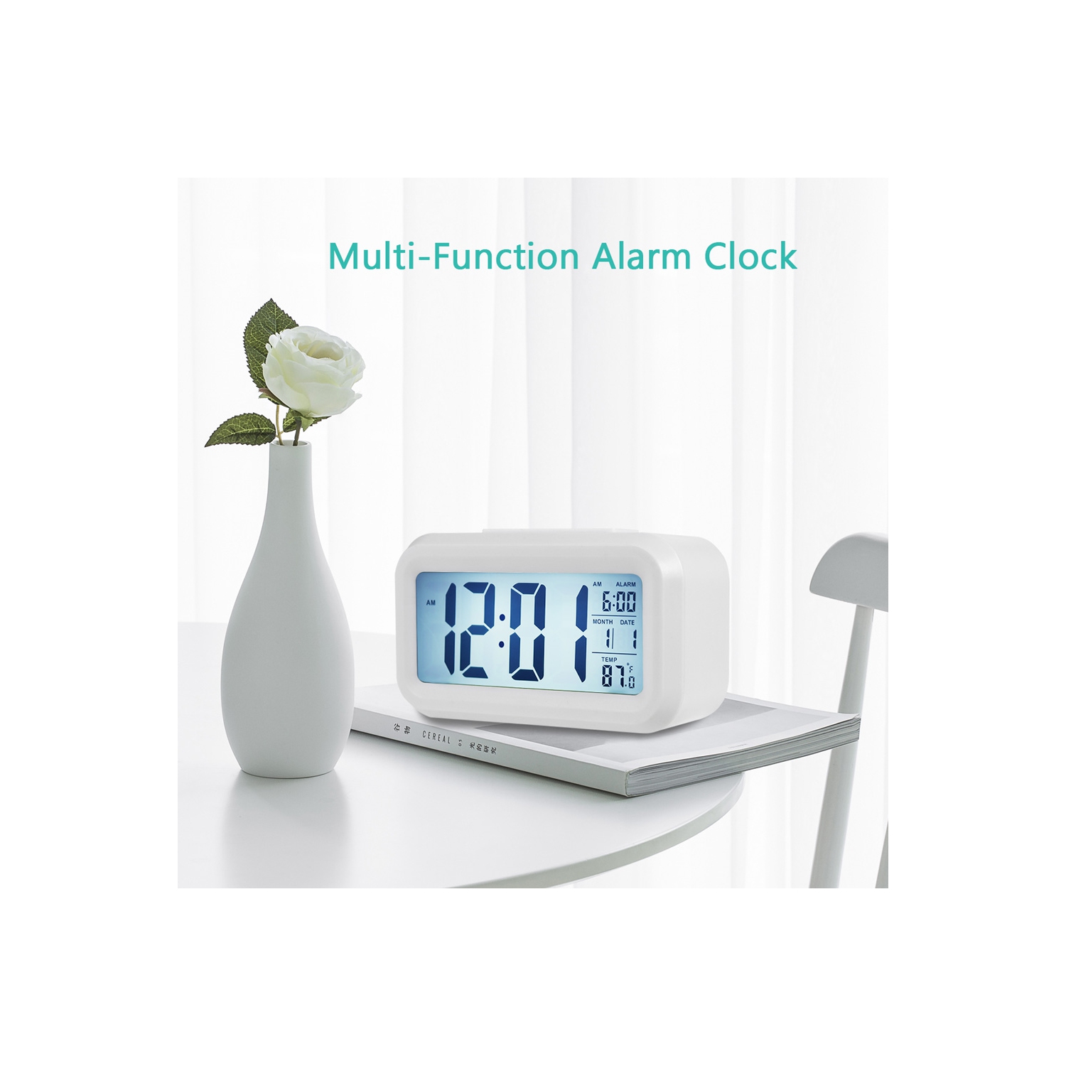 Digital Alarm Clock Large LCD Display Thermometer Smart Night Light Back Light - axGear