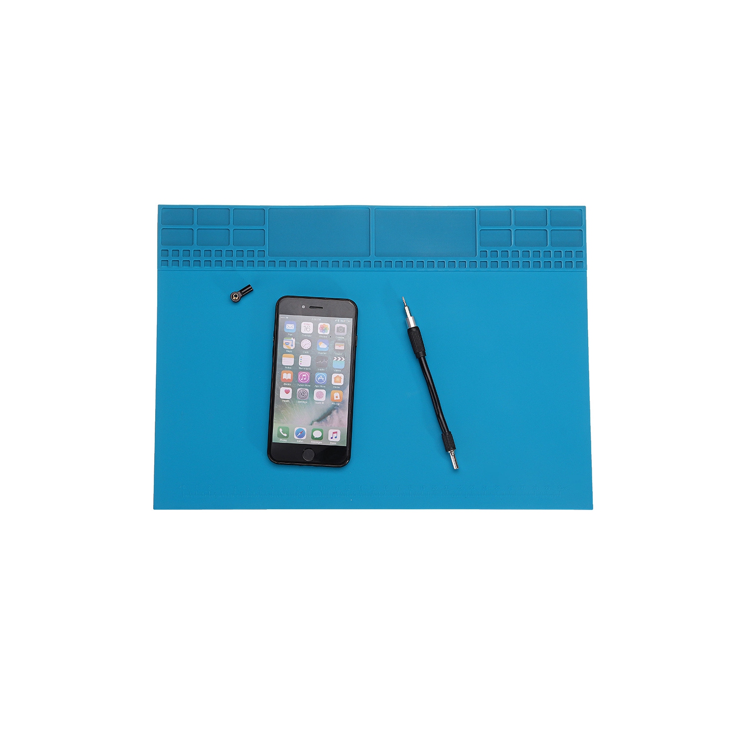 35x25cm Heat Insulation Silicone Pad Soldering Repair Maintenance Platform Blue - axGear