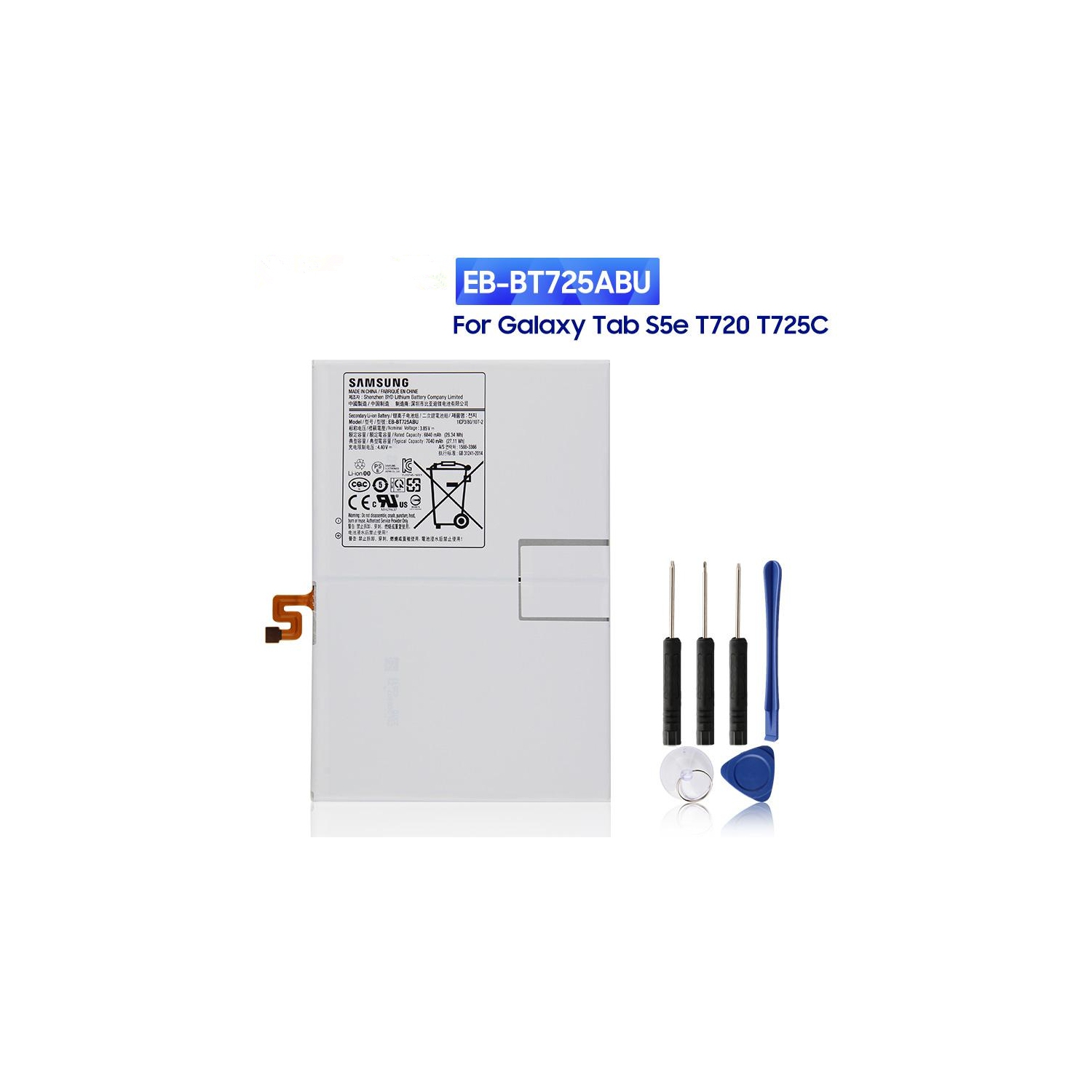 Batterie de remplacement pour tablette Samsung Tab S5e 10,5" / Tab S6 Lite / Tab S6 10.5", T720 T725 P610 T860, EB-BT725ABU