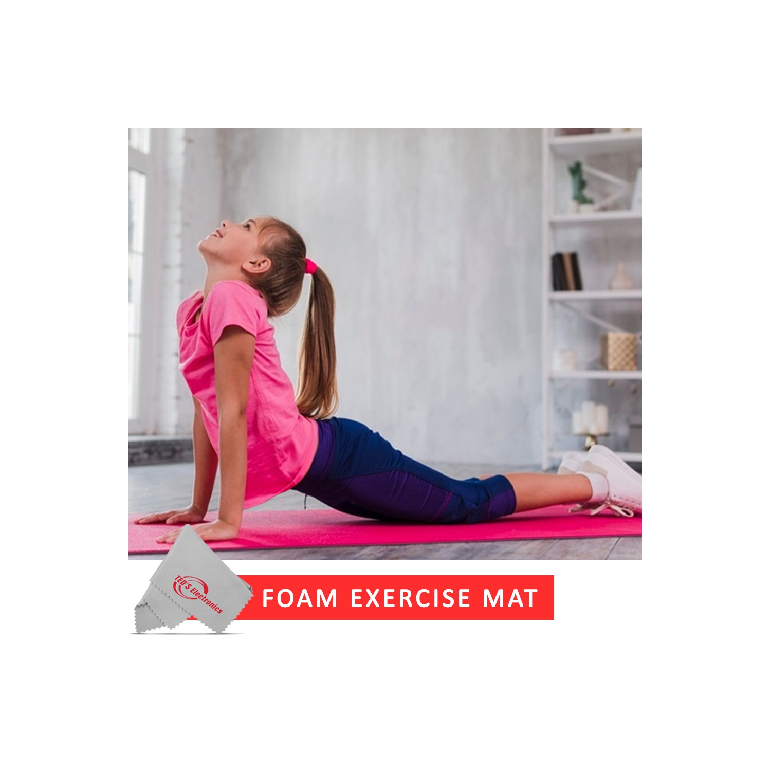 Vivitar – Tapis d’exercice en mousse haute densité de 5 mm PFV8277, antidérapant, rose Surface pour les exercices de yoga