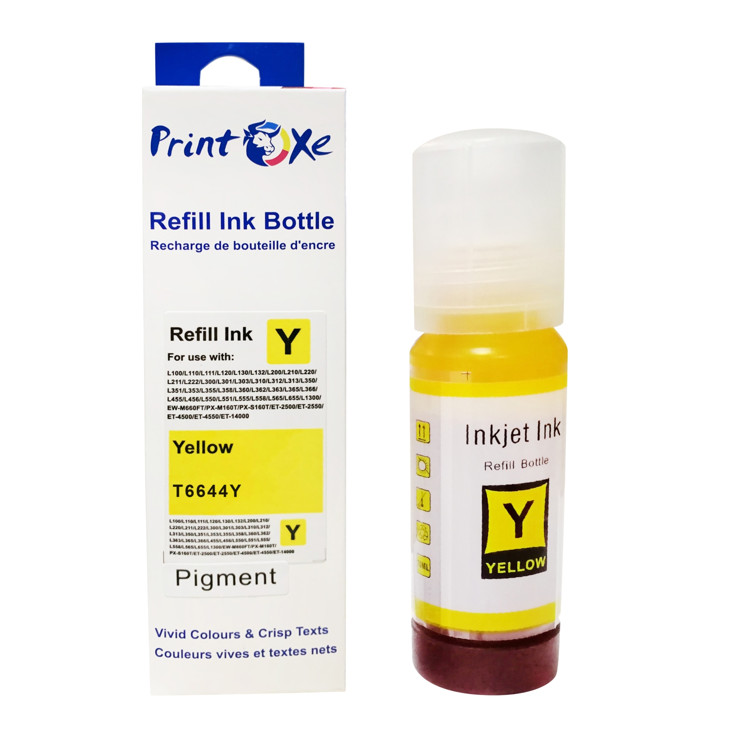 PRINTOXE® T774 T664 Compatible Refill 2 Sets of 8 Pigment Ink Bottles for T7741 T6642 T6643 T6644 High Yield for Epson Expression & WorkForce EcoTank