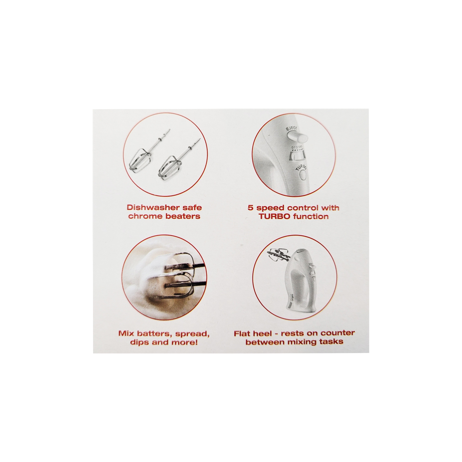 Salton Essentials - 5 Speeds Hand Blender, 200 Watts, White