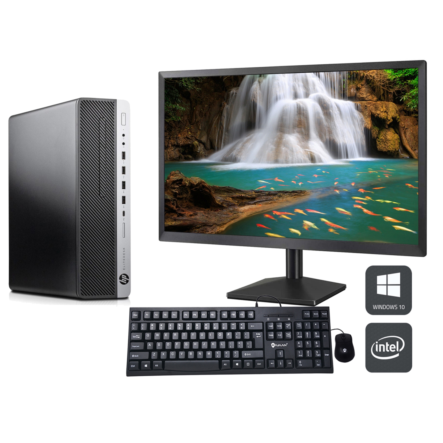 Refurbished (Good) - HP EliteDesk 800 G3 SFF Desktop Computer with 24" Monitor - Intel Core i7-6700 Processor 3.40 GHz 32GB DDR4 RAM 1TB SSD Windows 10 Pro WiFi
