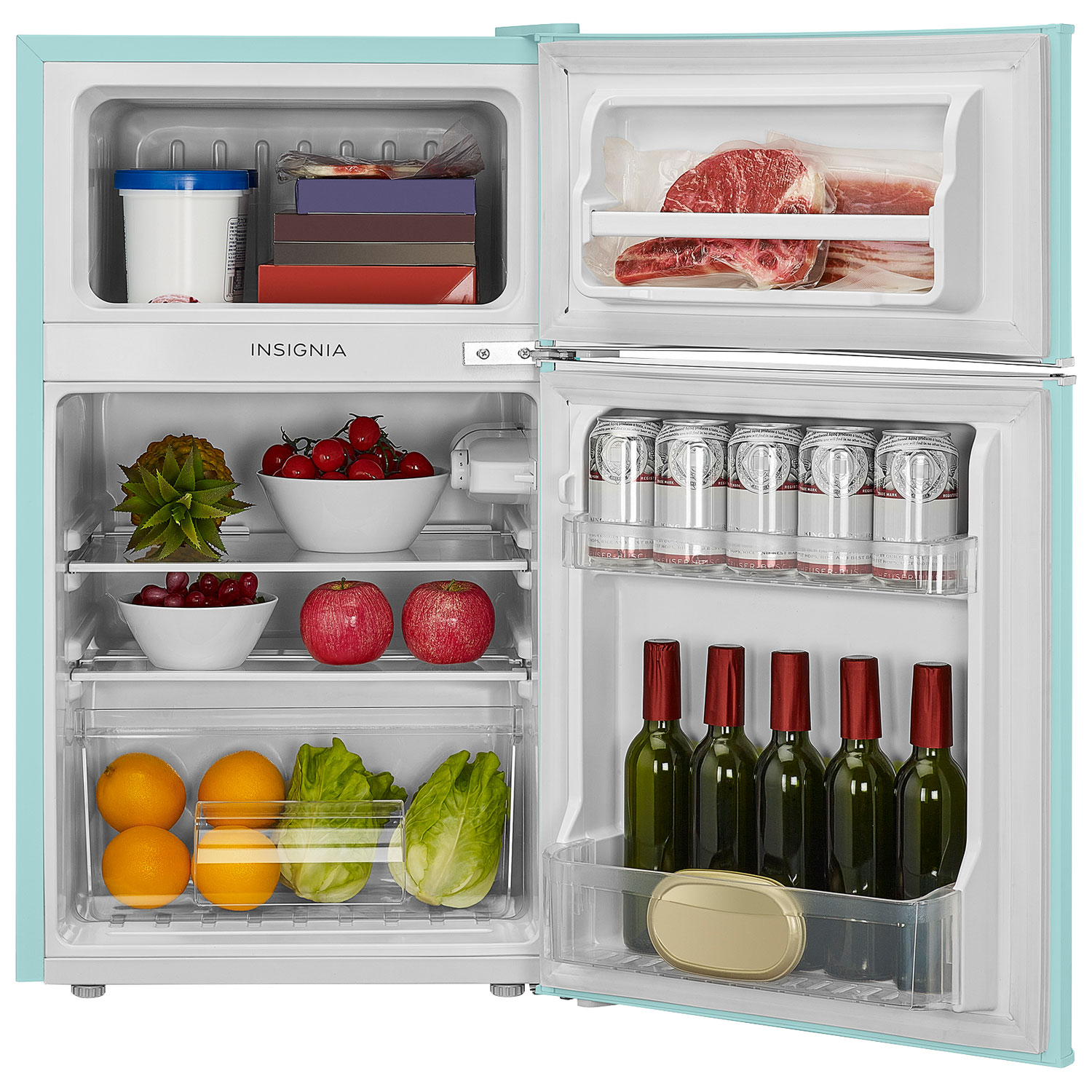 Insignia 3.1 Cu. Ft. Retro Bar Fridge w/Top Freezer - Mint - Only at Best Buy