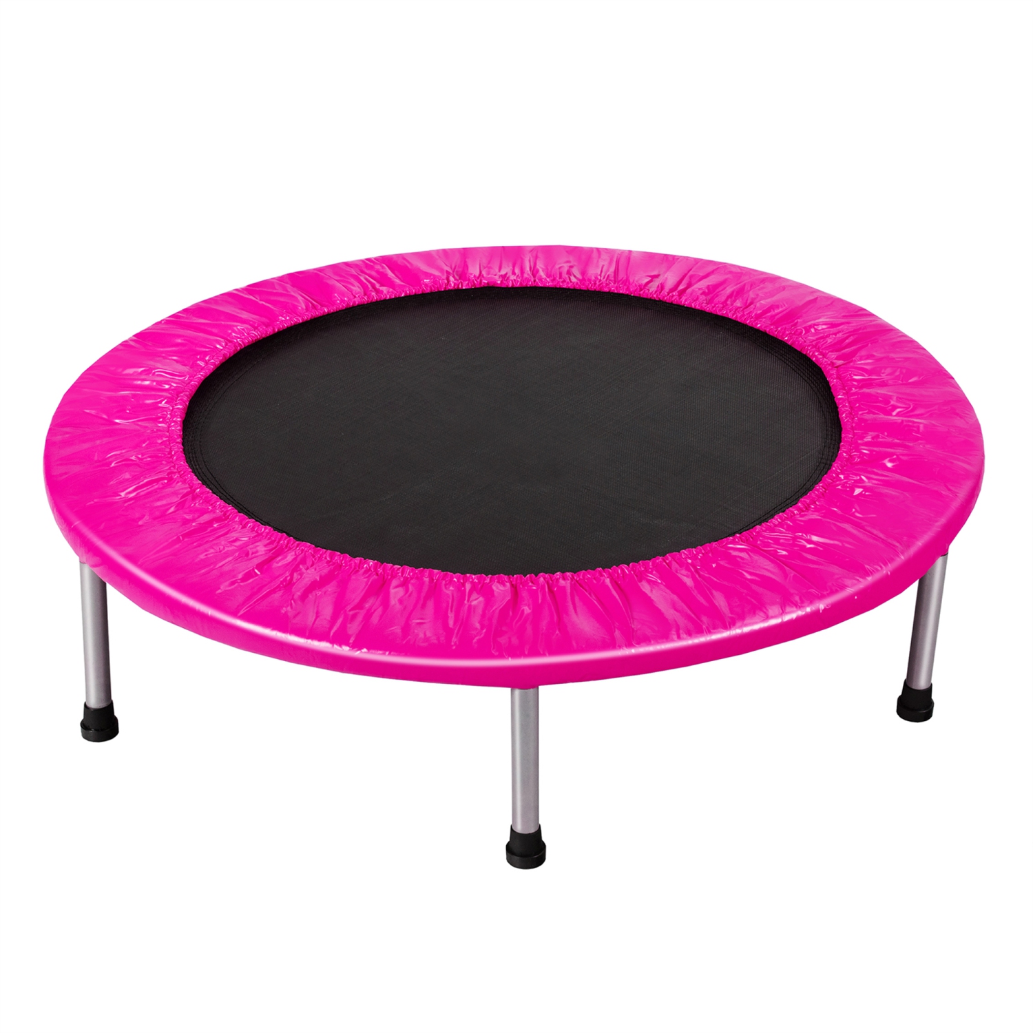 Gymax 38'' Folding Mini Trampoline Fitness Rebounder w/ Safety Pad Blue/Pink