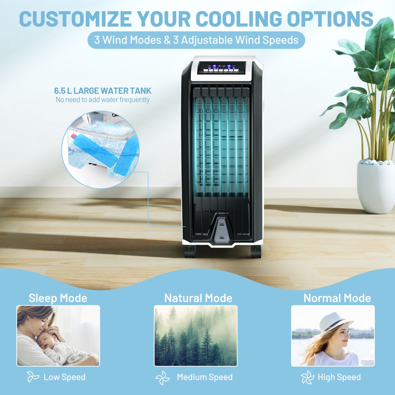 Gymax Portable Air Evaporative Cooler Fan w/ Remote Control Casters Home Office