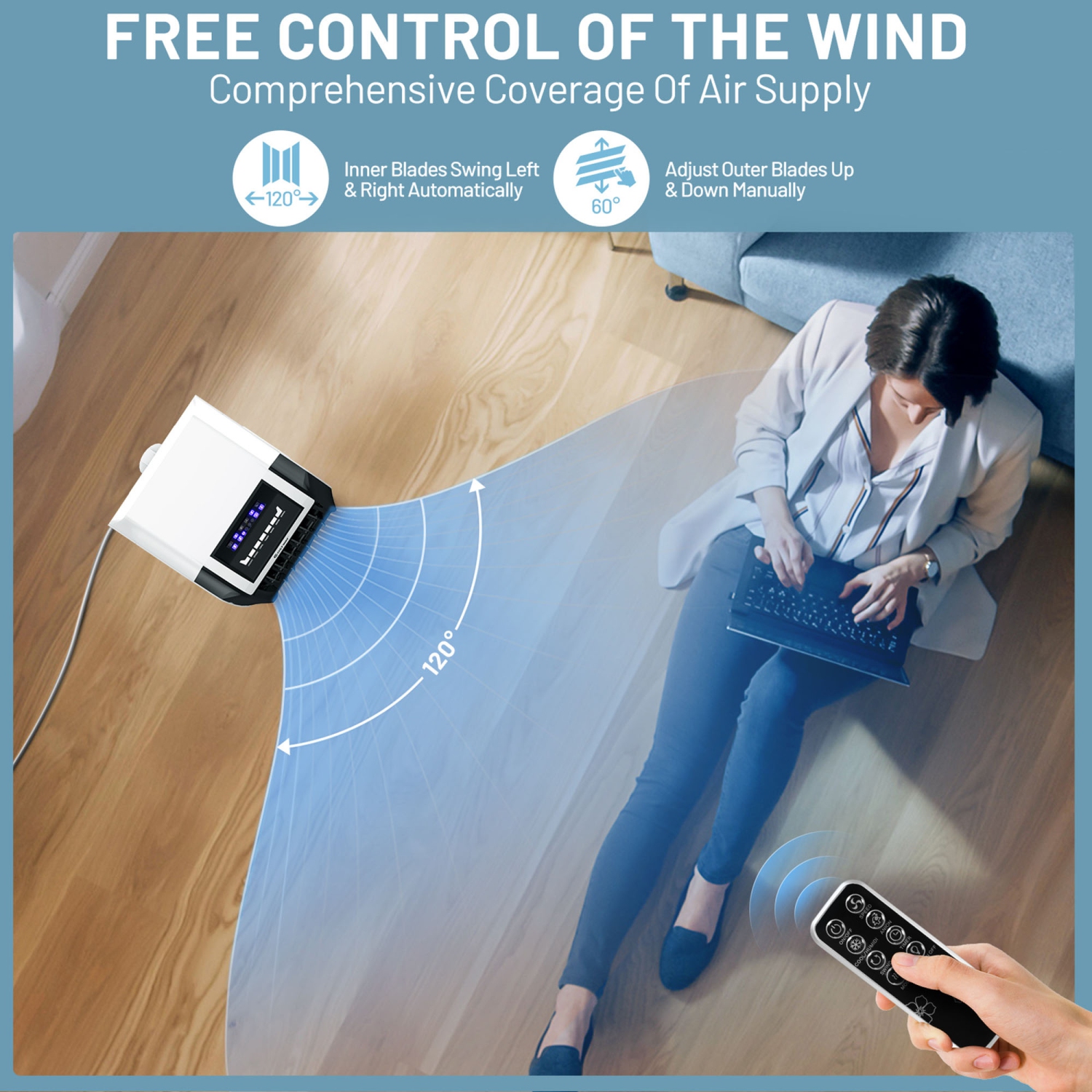 Gymax Portable Air Evaporative Cooler Fan w/ Remote Control Casters Home Office