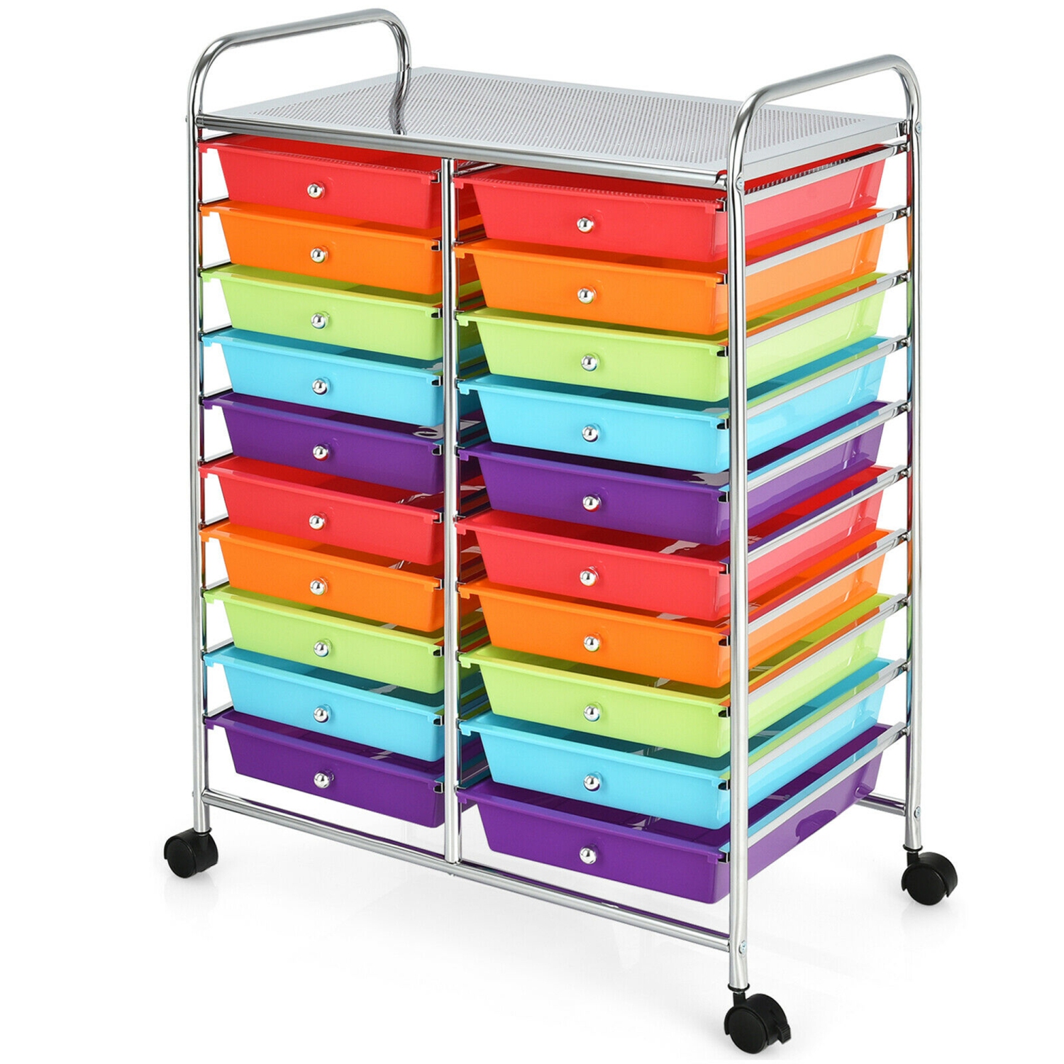 Gymax Office Rolling Cart 20 Storage Drawers Scrapbook Paper Studio Organizer Multicolor