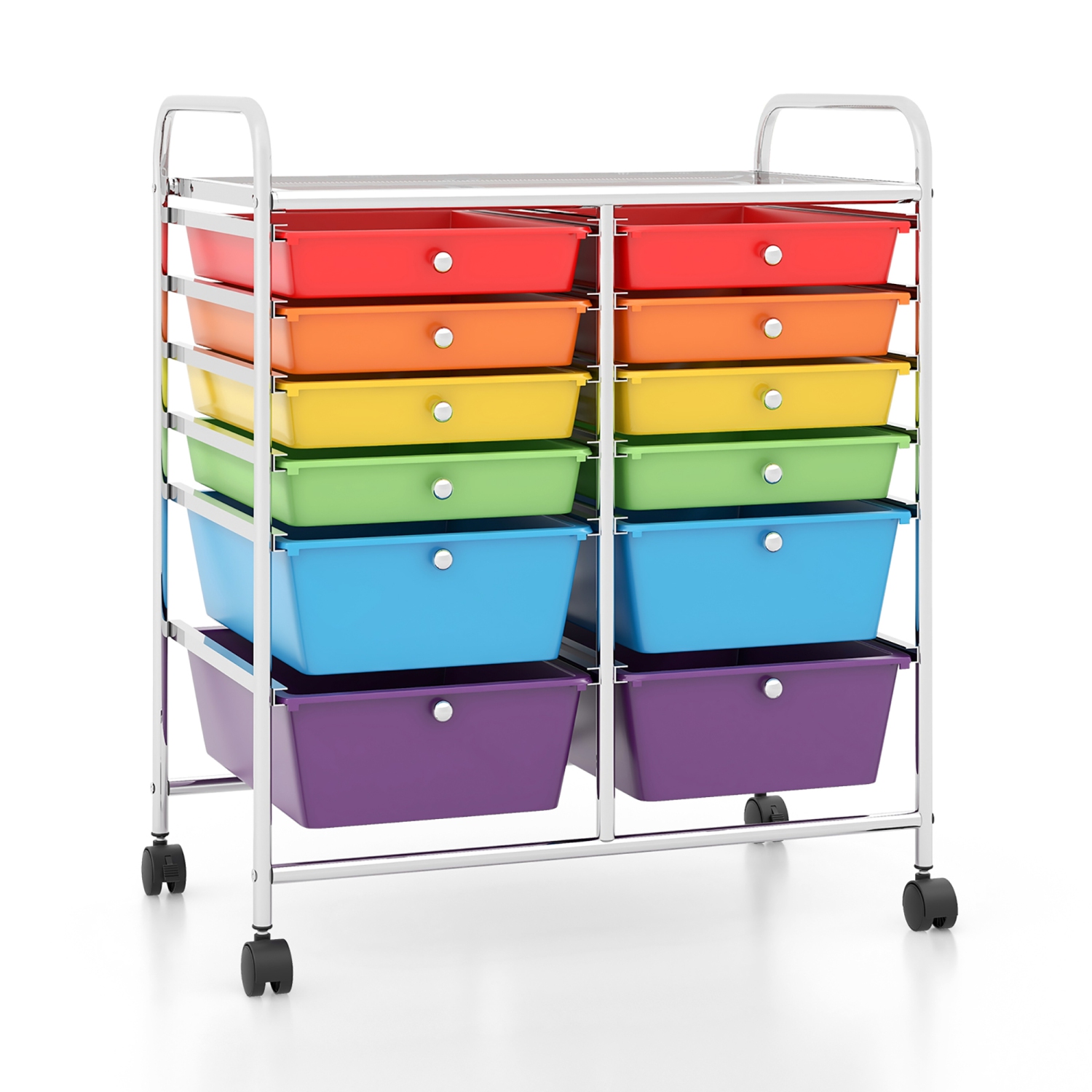 Gymax Office Rolling Cart 12 Storage Drawer Studio Organizer Bins Scrapbook Paper Multicolor
