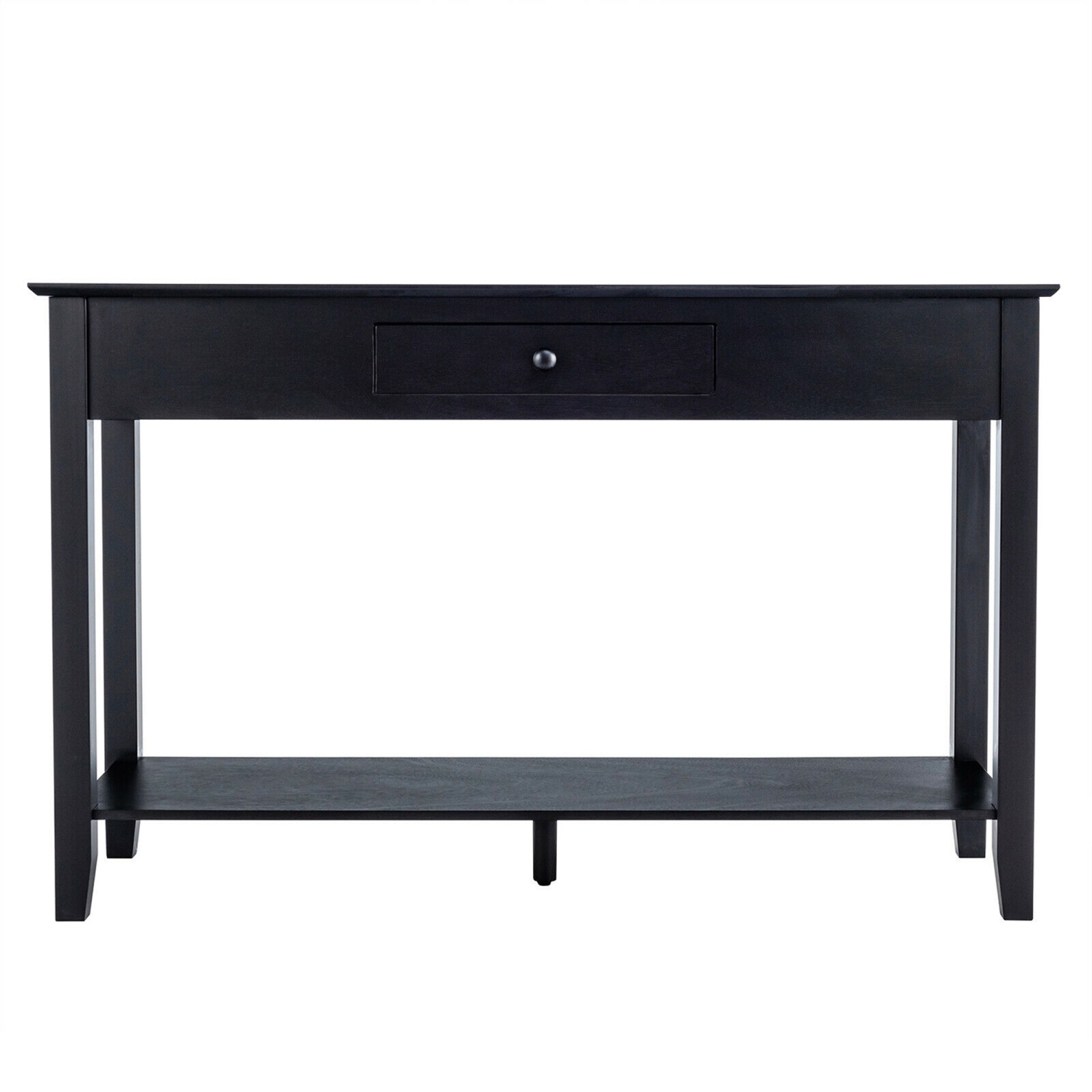 Gymax Console Table with Drawer Shelf 2 Tier Sofa Side Accent Table Black