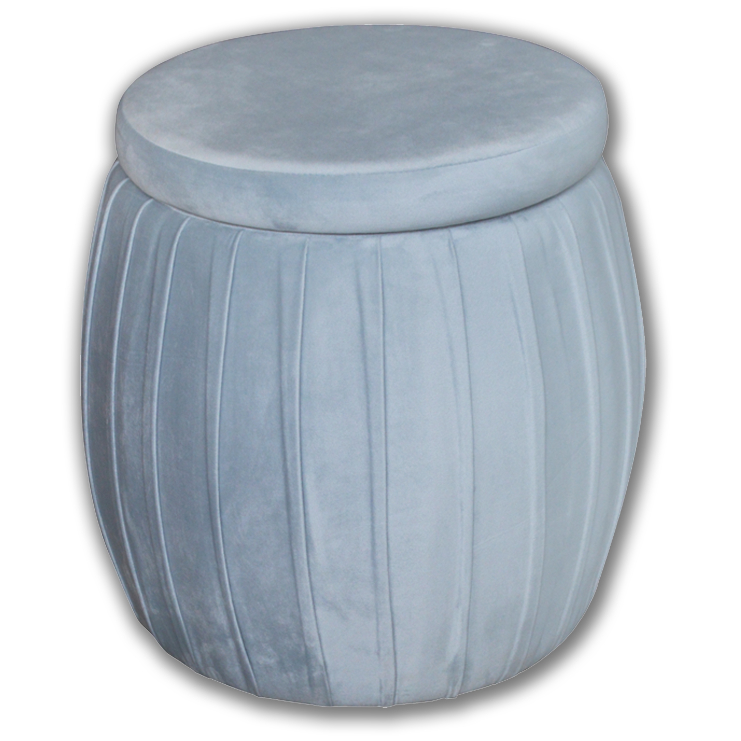 Jessar - Round Ottoman / Footstool with Storage, From the Laurence Collection, Gray Velvet