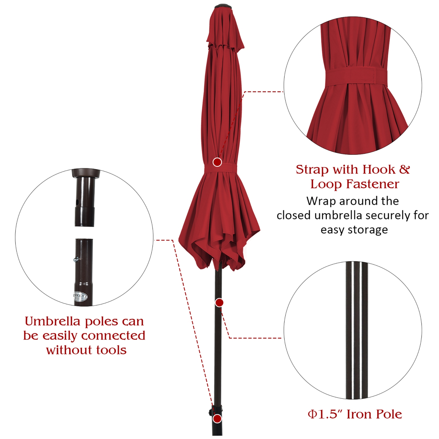 Costway 10Ft Outdoor Market Patio Table Umbrella Push Button Tilt Crank Lift