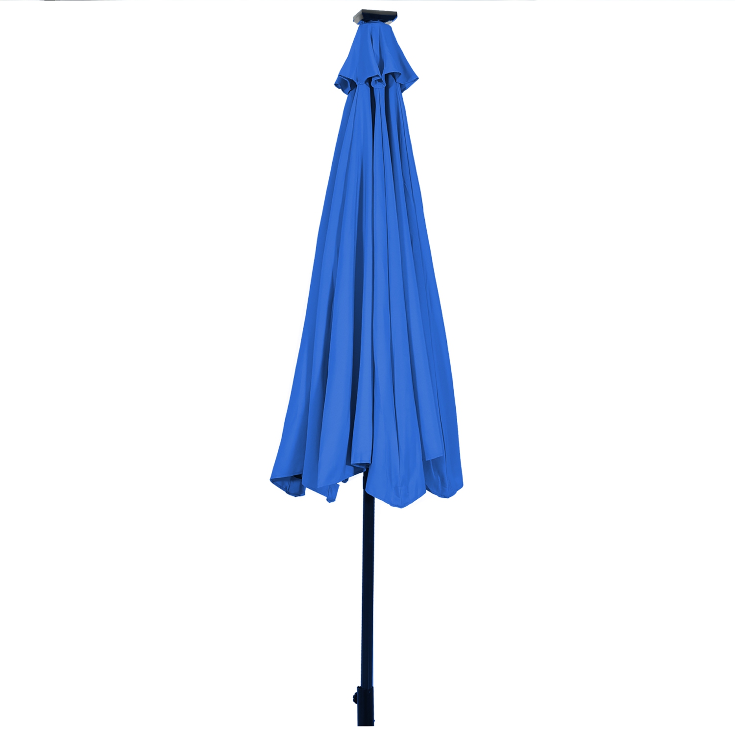 Parasol de marché de patio éclairé à LED solaire de 3 m Costway, mécanisme à manivelle de réglage de l'inclinaison, bleu