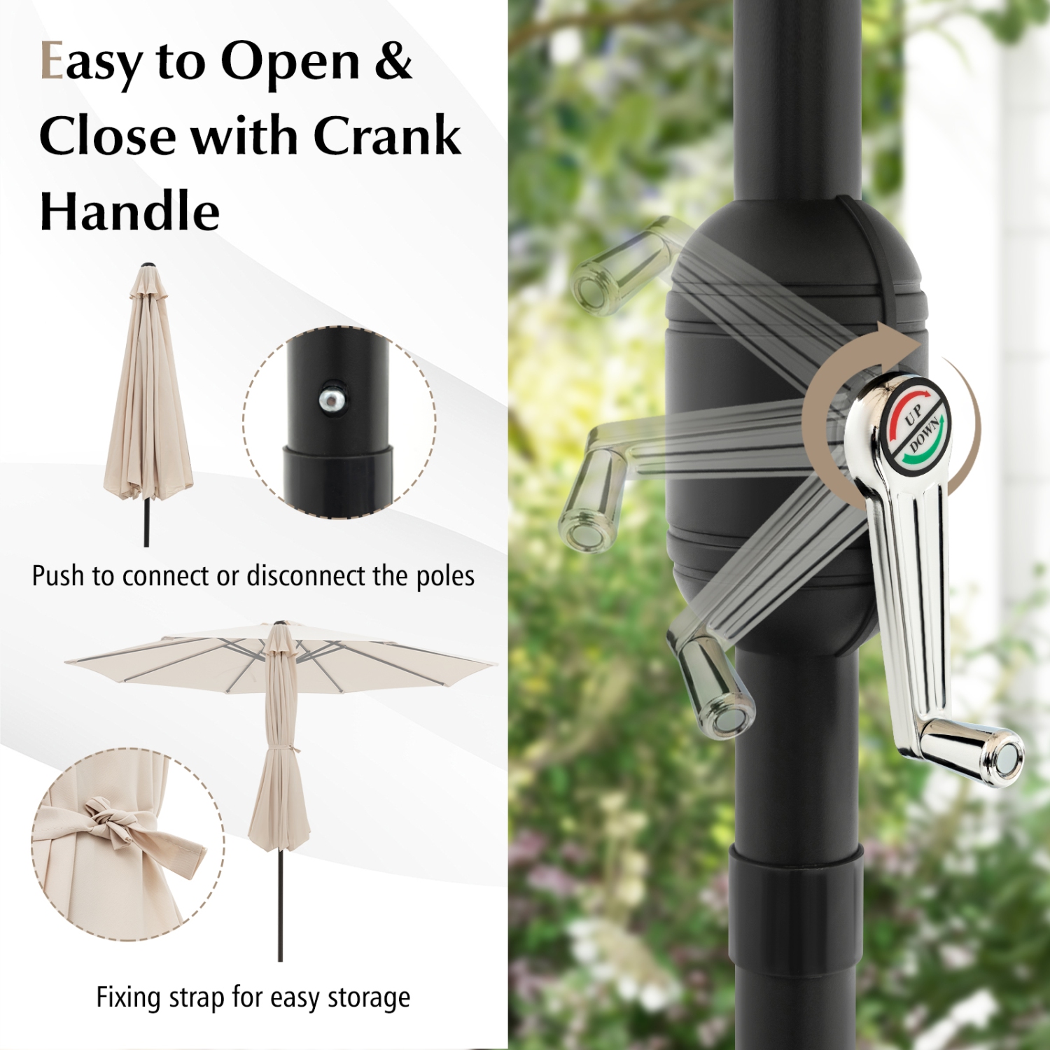 Costway 10Ft Outdoor Market Patio Table Umbrella Push Button Tilt Crank Lift