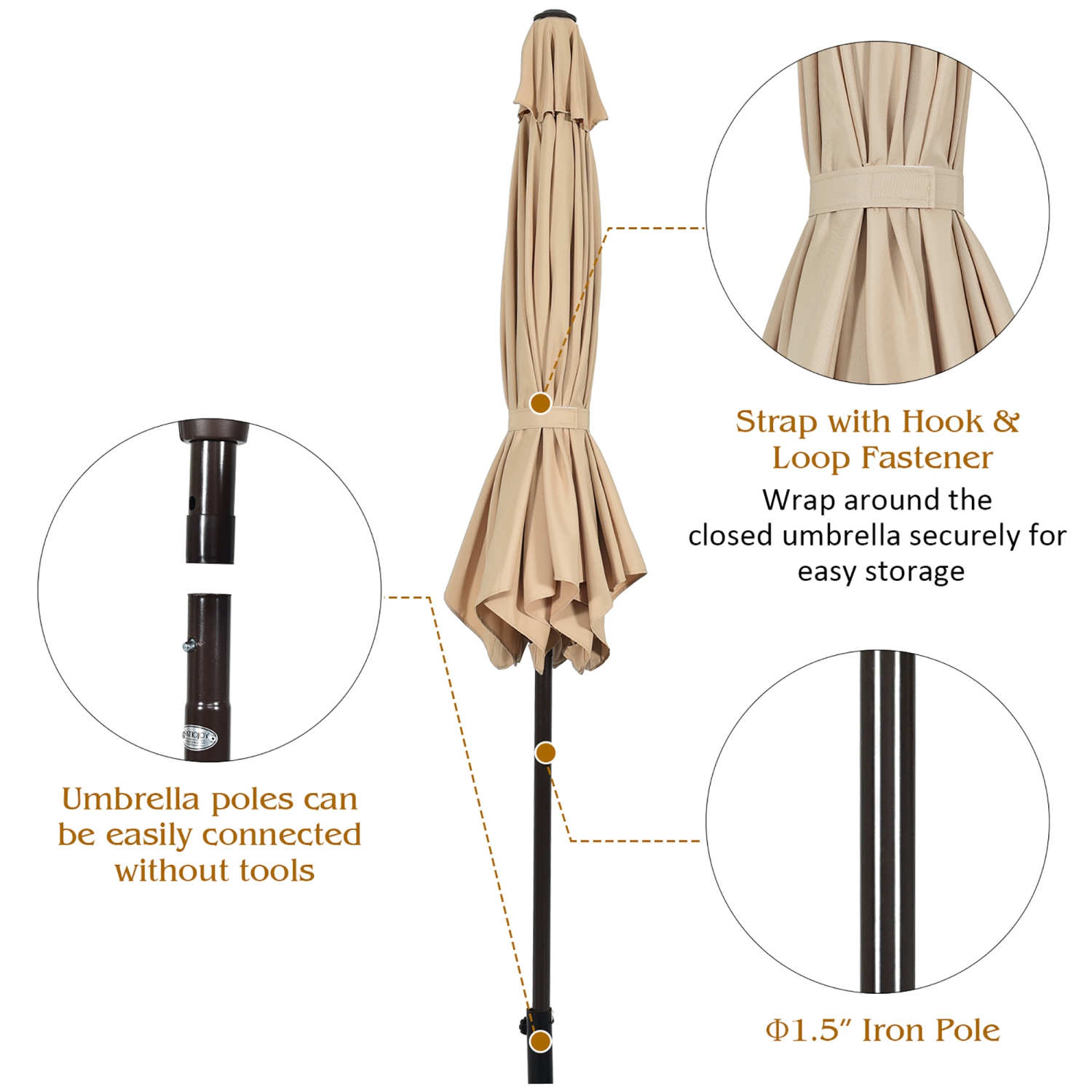 Costway 9Ft Outdoor Market Patio Table Umbrella Push Button Tilt Crank Lift