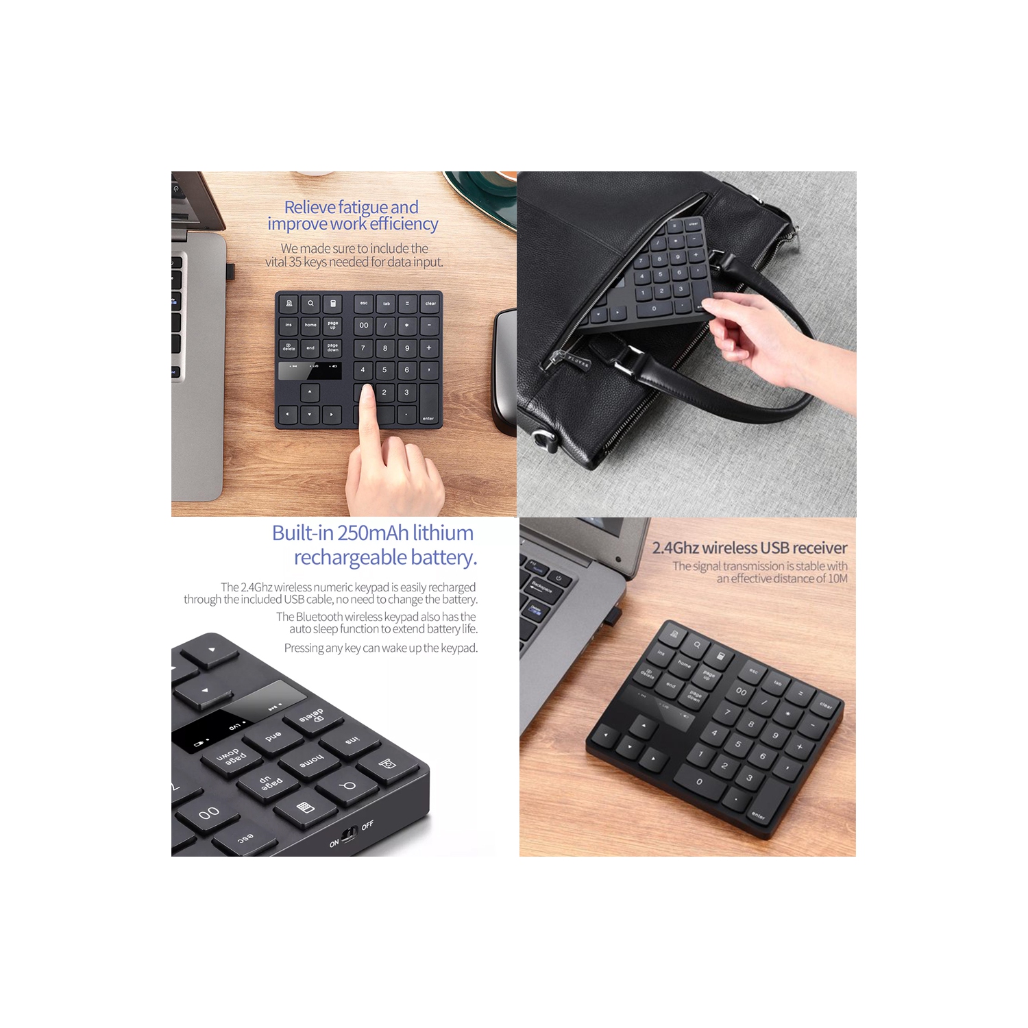 35 Keys 2.4Ghz Wireless Rechargeable battery Numeric Keypad Keyboard