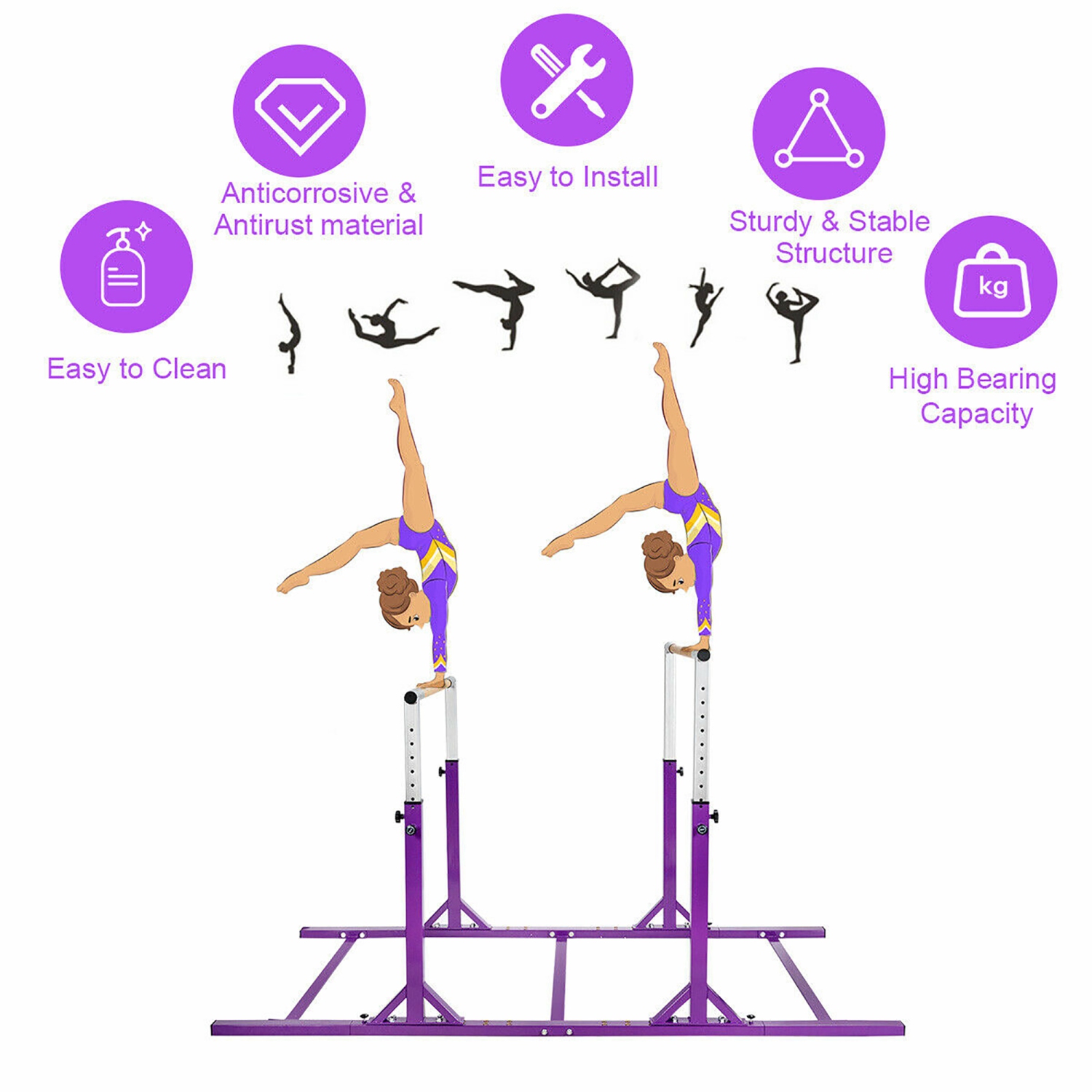 Costway Kids Double Horizontal Bars Gym Home Adjustable