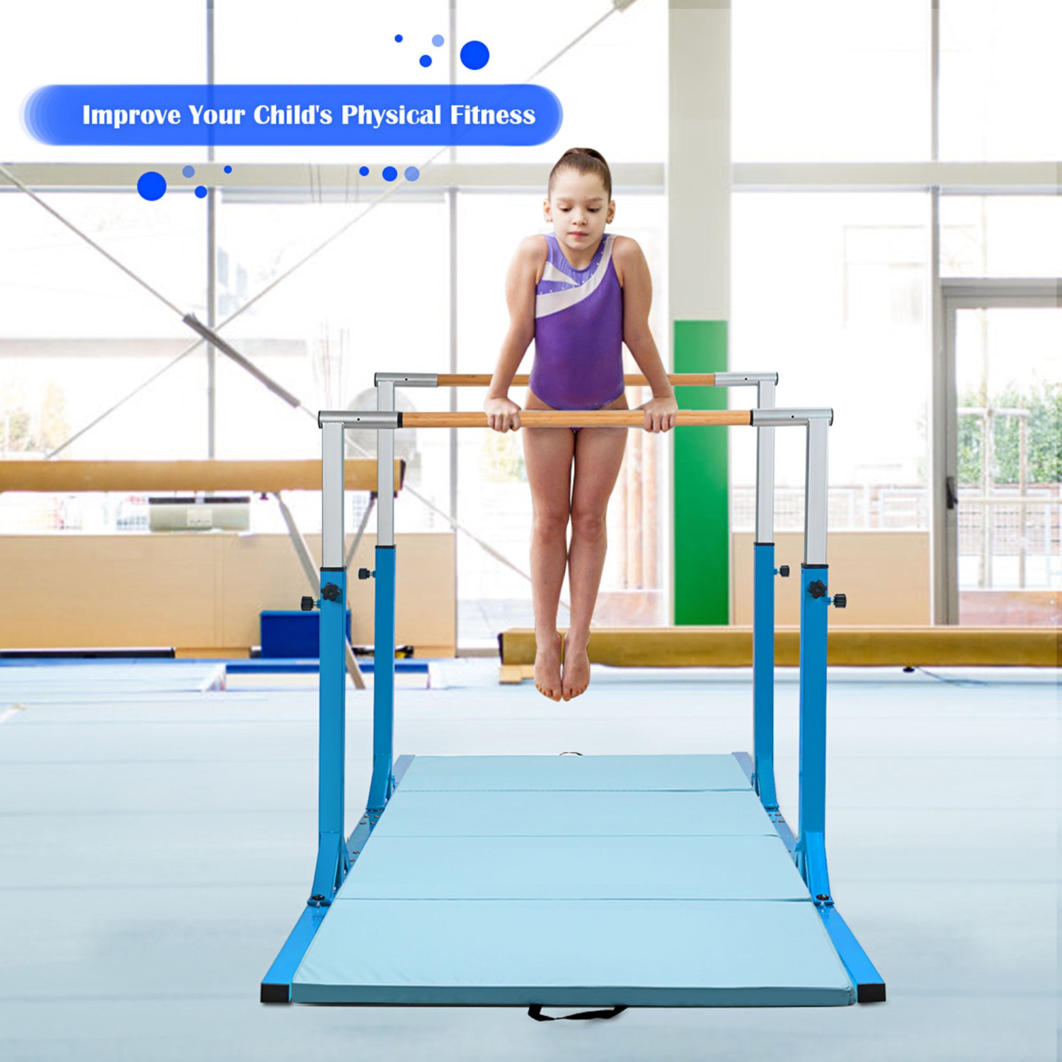 Costway Kids Double Horizontal Bars Gym Home Adjustable