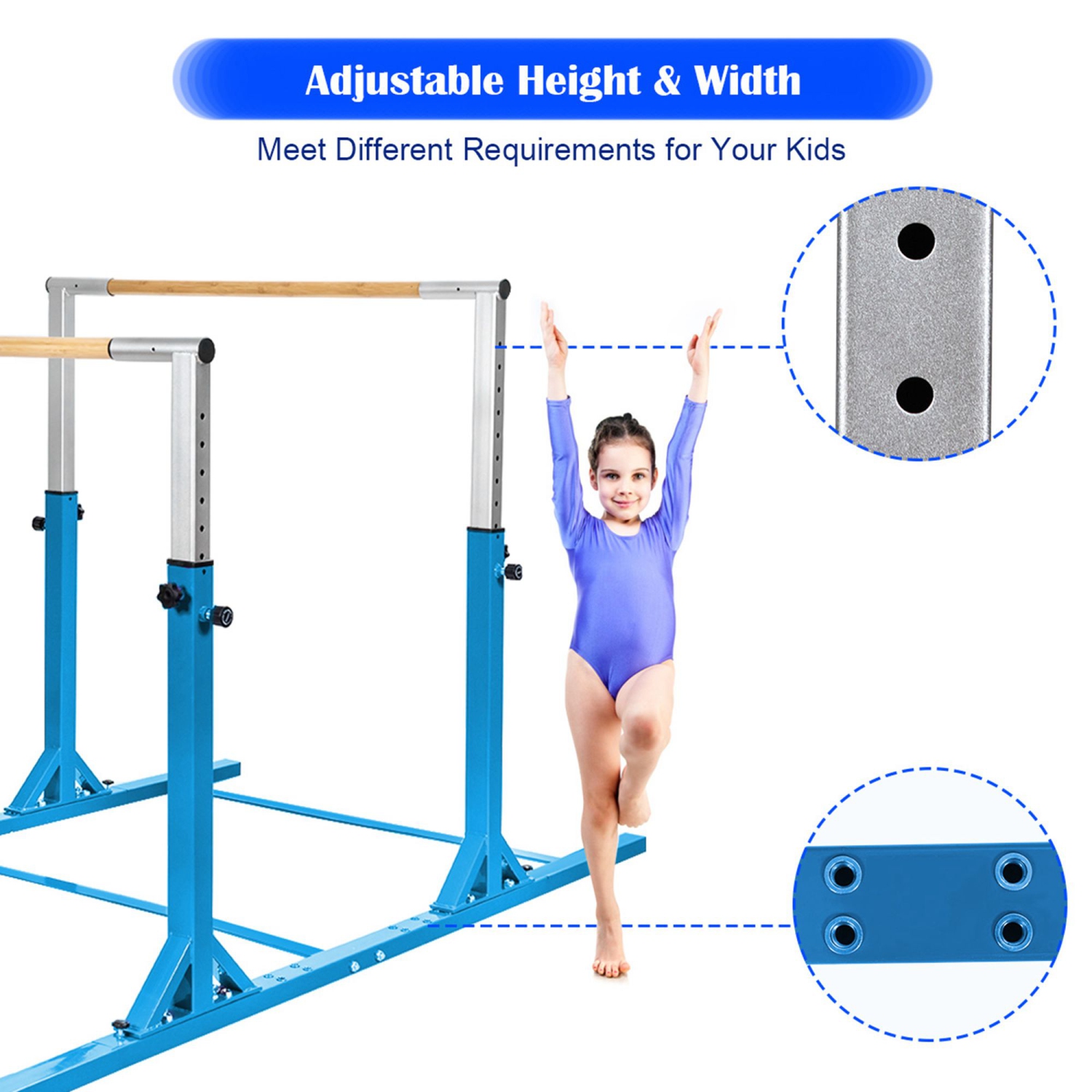 Costway Kids Double Horizontal Bars Gym Home Adjustable