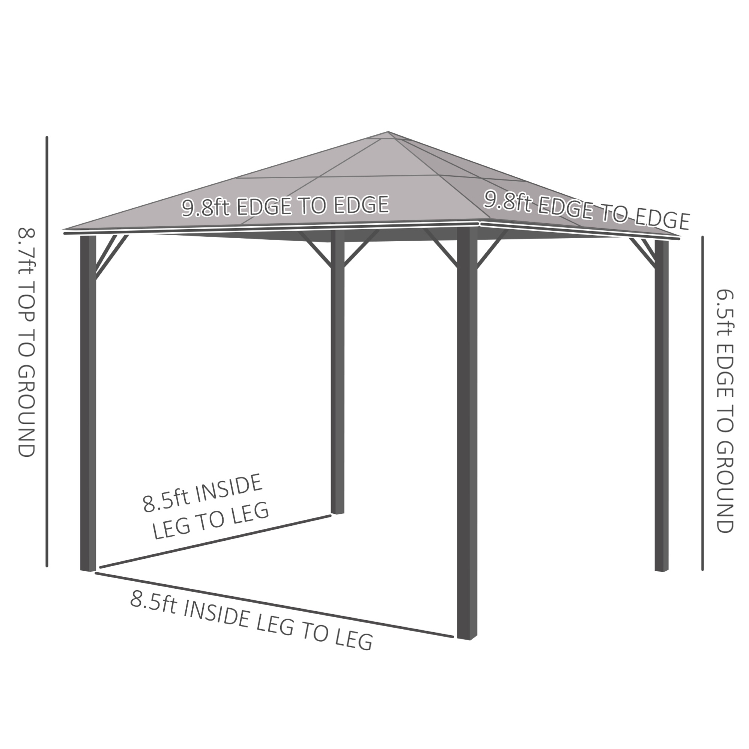 Abri de jardin en aluminium encadré toit rigide toit en polycarbonate 9,8 x 9,8 pi abri de fête extérieur avec rideaux en filet et parois latérales