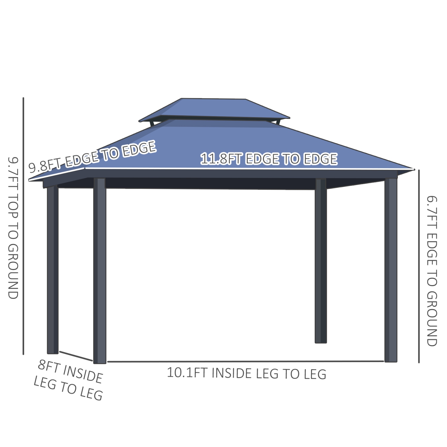 Outsunny 10' x 12' Hardtop Gazebo Canopy with Polycarbonate Double Roof, Aluminum Frame, Permanent Pavilion Outdoor Gazebo with Netting and Curtains