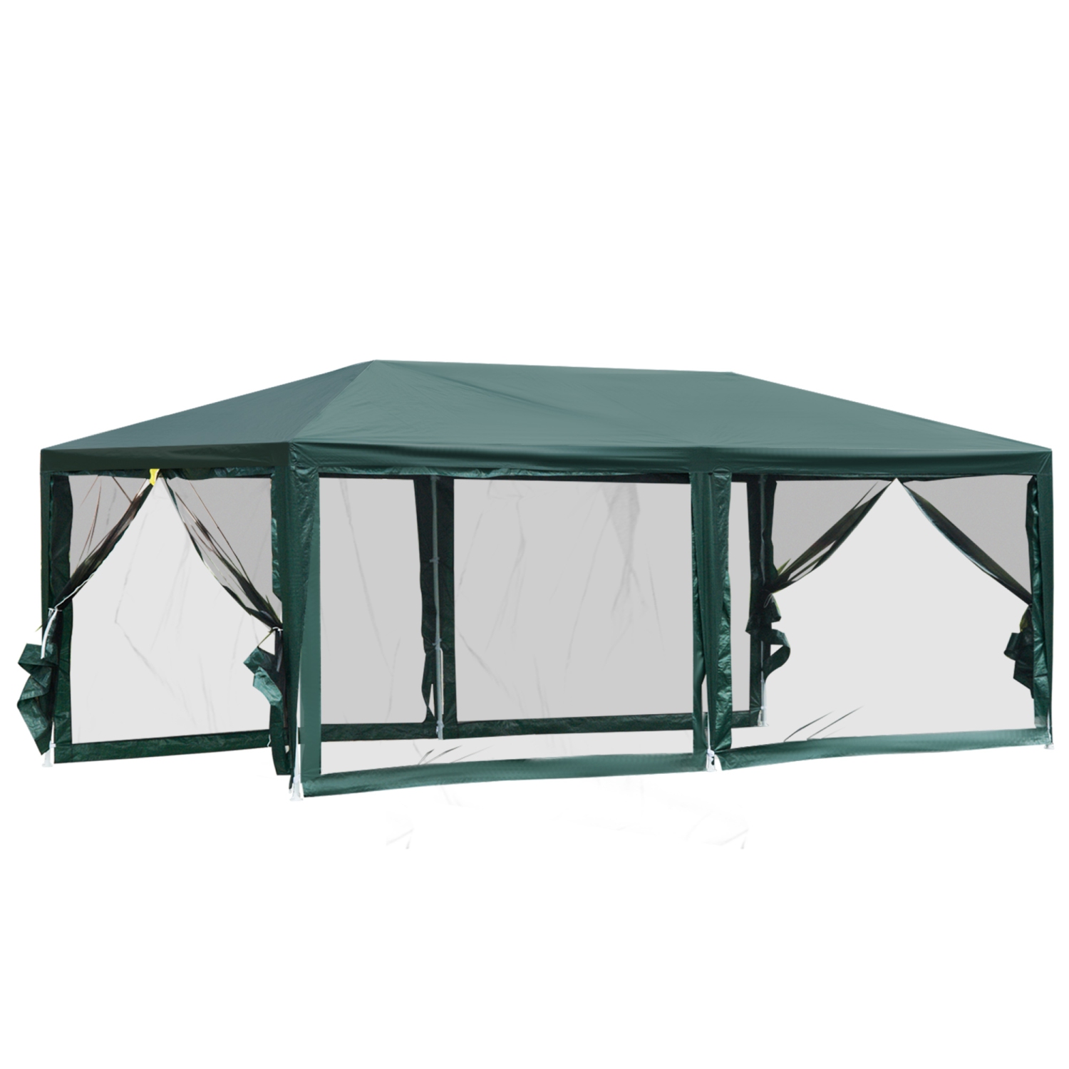 Abri de jardin tente de fête Outsunny, abri de jardin, 19 x x9 pi, pour l'extérieur avec moustiquaire amovible, vert