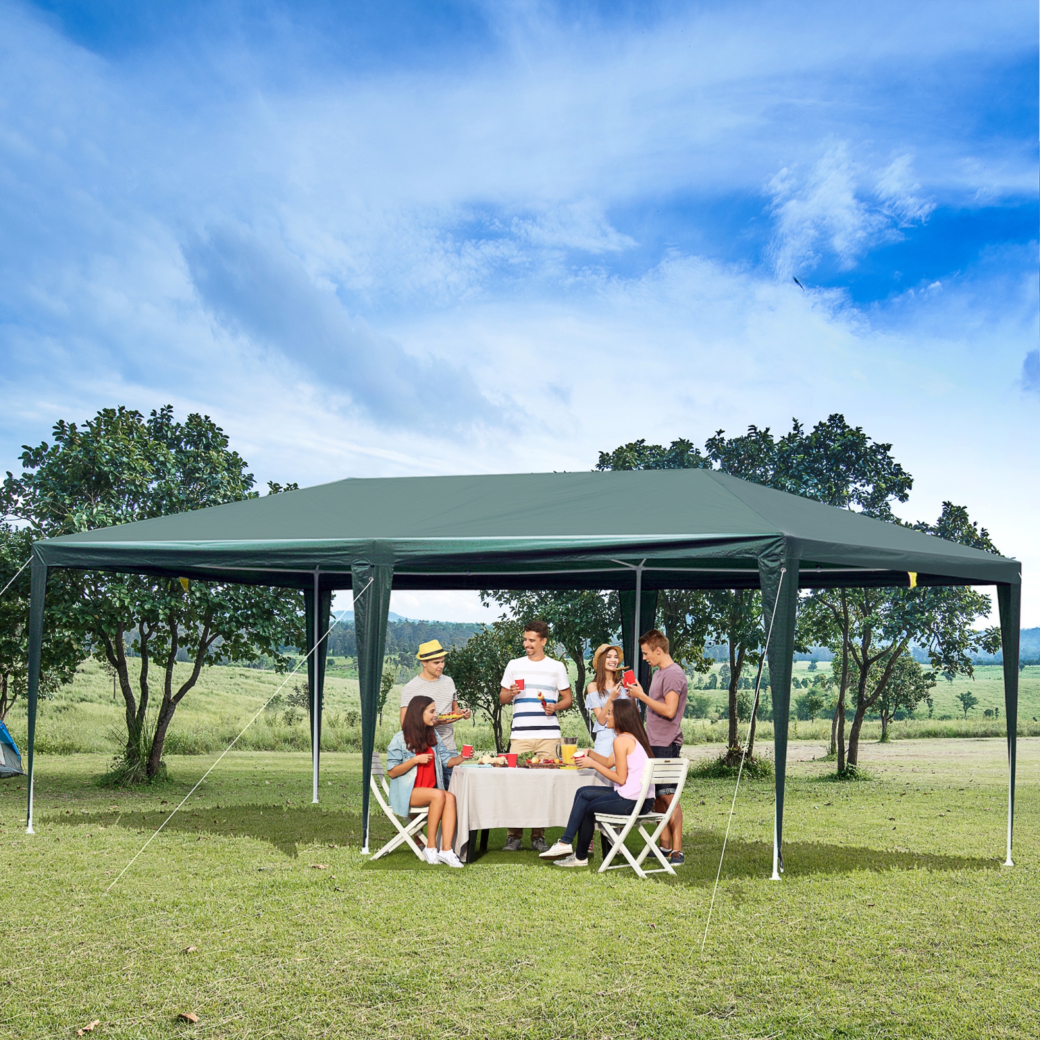 Abri de jardin tente de fête Outsunny, abri de jardin, 19 x x9 pi, pour l'extérieur avec moustiquaire amovible, vert