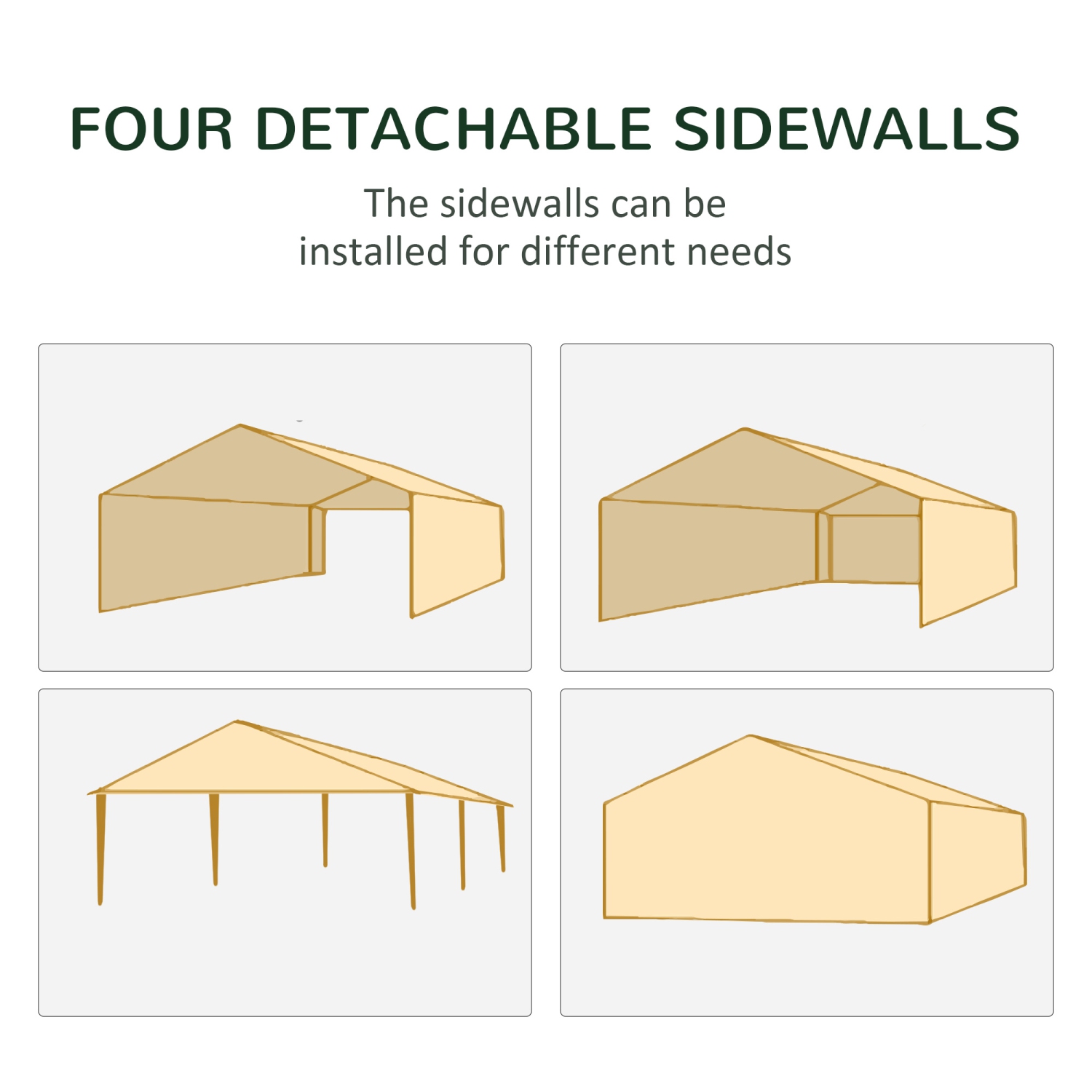 Abri de jardin tente de fête Outsunny, abri de jardin, 19 x x9 pi, pour l'extérieur avec moustiquaire amovible, vert