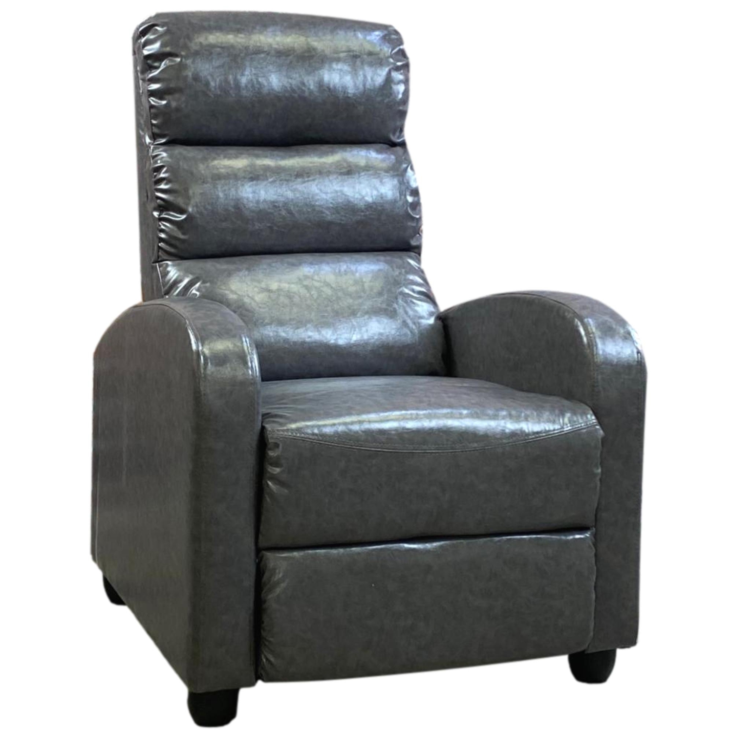 ViscoLogic EuroLuxe Faux Leather Upholstered Manual Push Back Recliner Chair