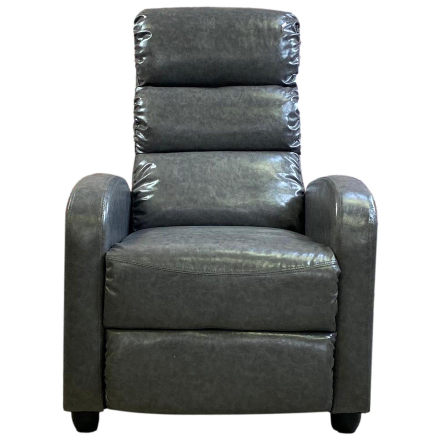 ViscoLogic EuroLuxe Faux Leather Upholstered Manual Push Back Recliner Chair