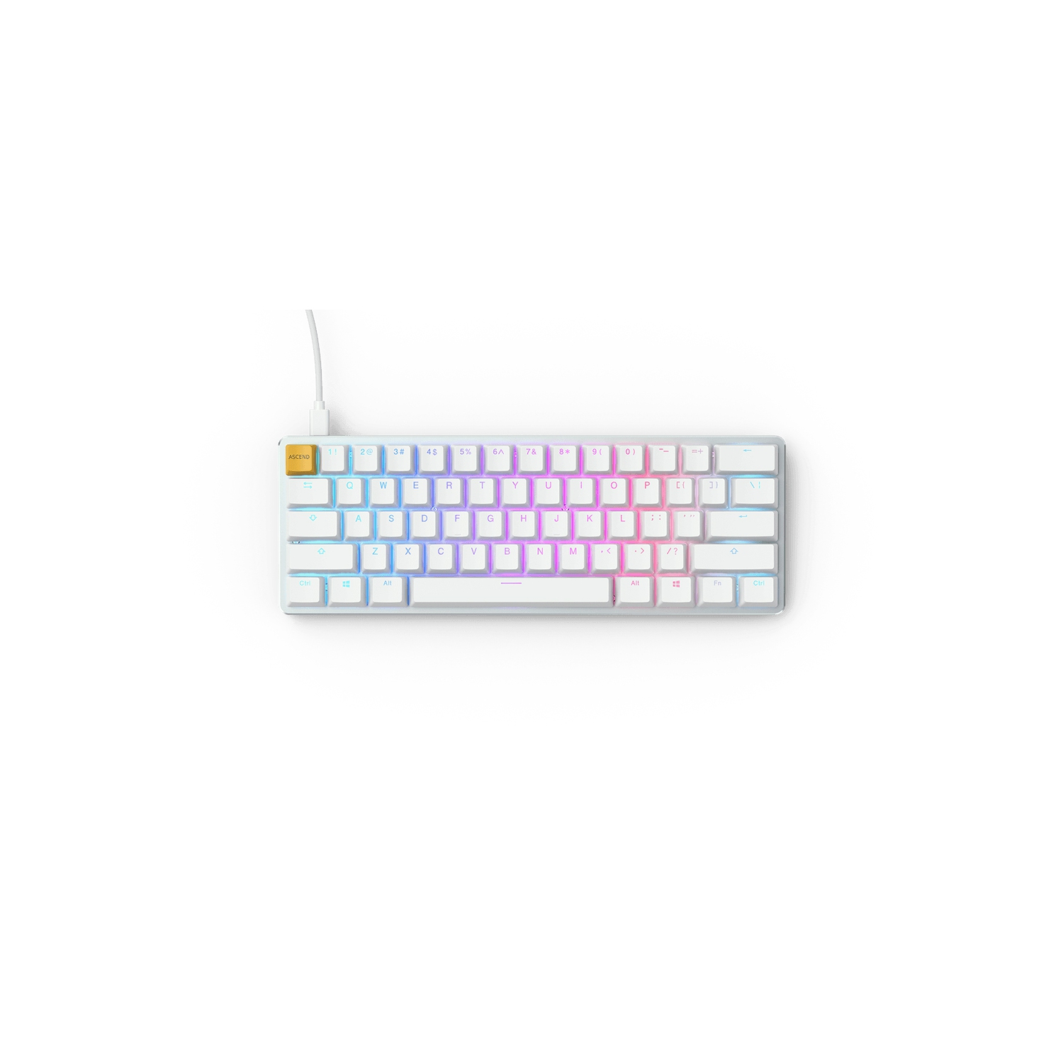 Clavier mécanique Glorious GMMK 60 % White Ice, brun Kateron