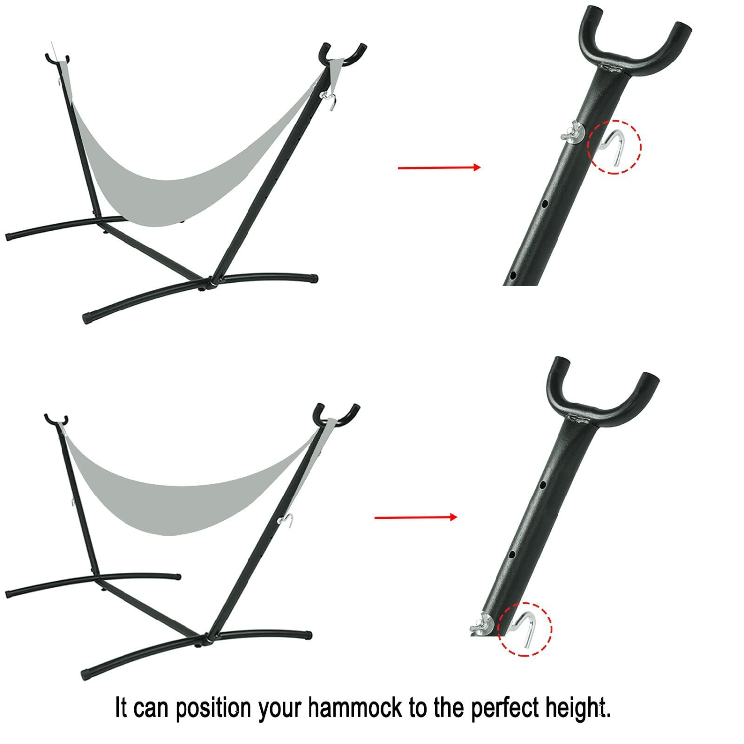 Red 9Ft Double Hammock with Space Saving Steel Stand, Camping Hammock with 440-pound Large Capacity