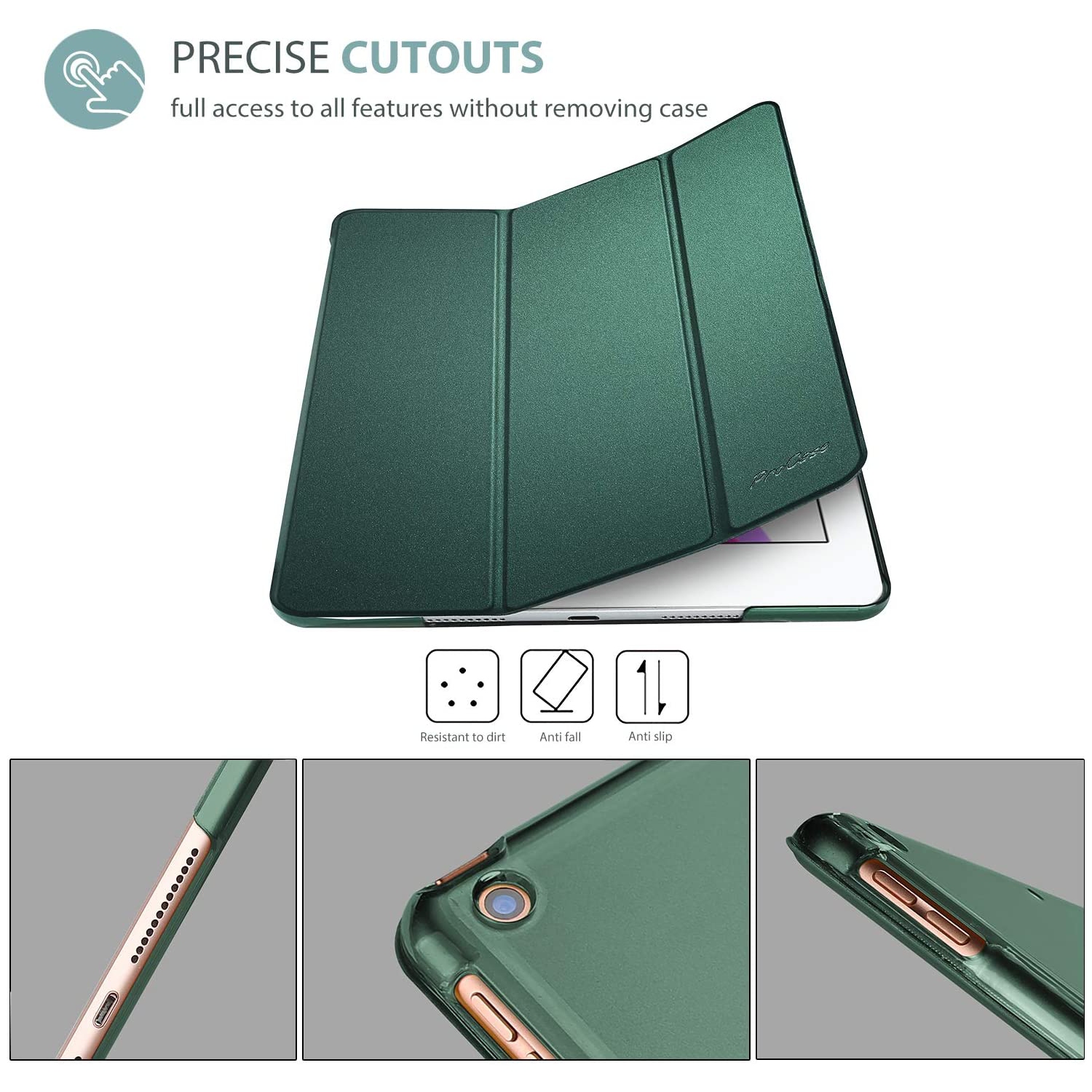 iPad 10.2 Case 2020 iPad 8th Gen/2019 7th Generation Case, Slim Stand Hard Back Shell Protective Smart Cover Case-Green