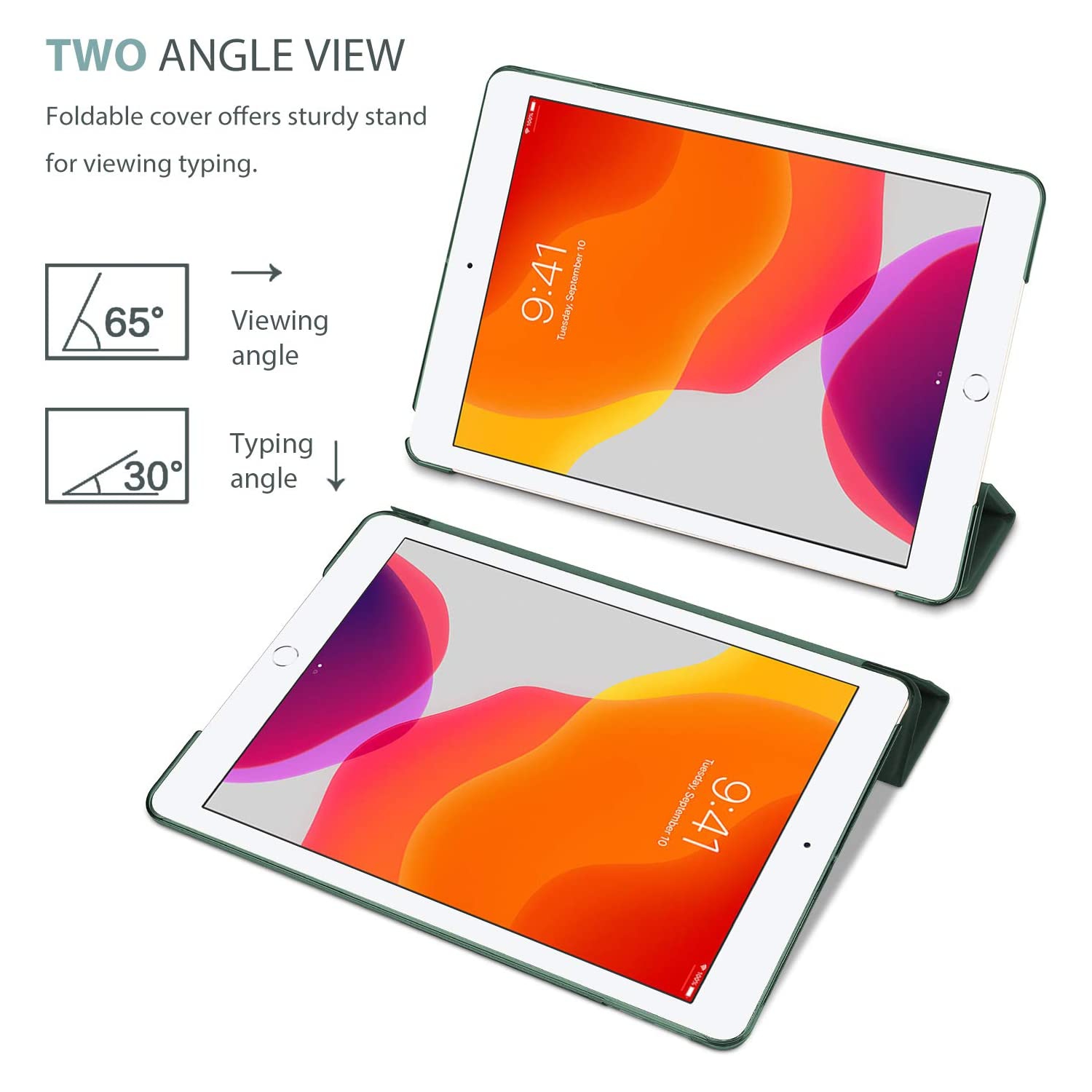 iPad 10.2 Case 2020 iPad 8th Gen/2019 7th Generation Case, Slim Stand Hard Back Shell Protective Smart Cover Case-Green