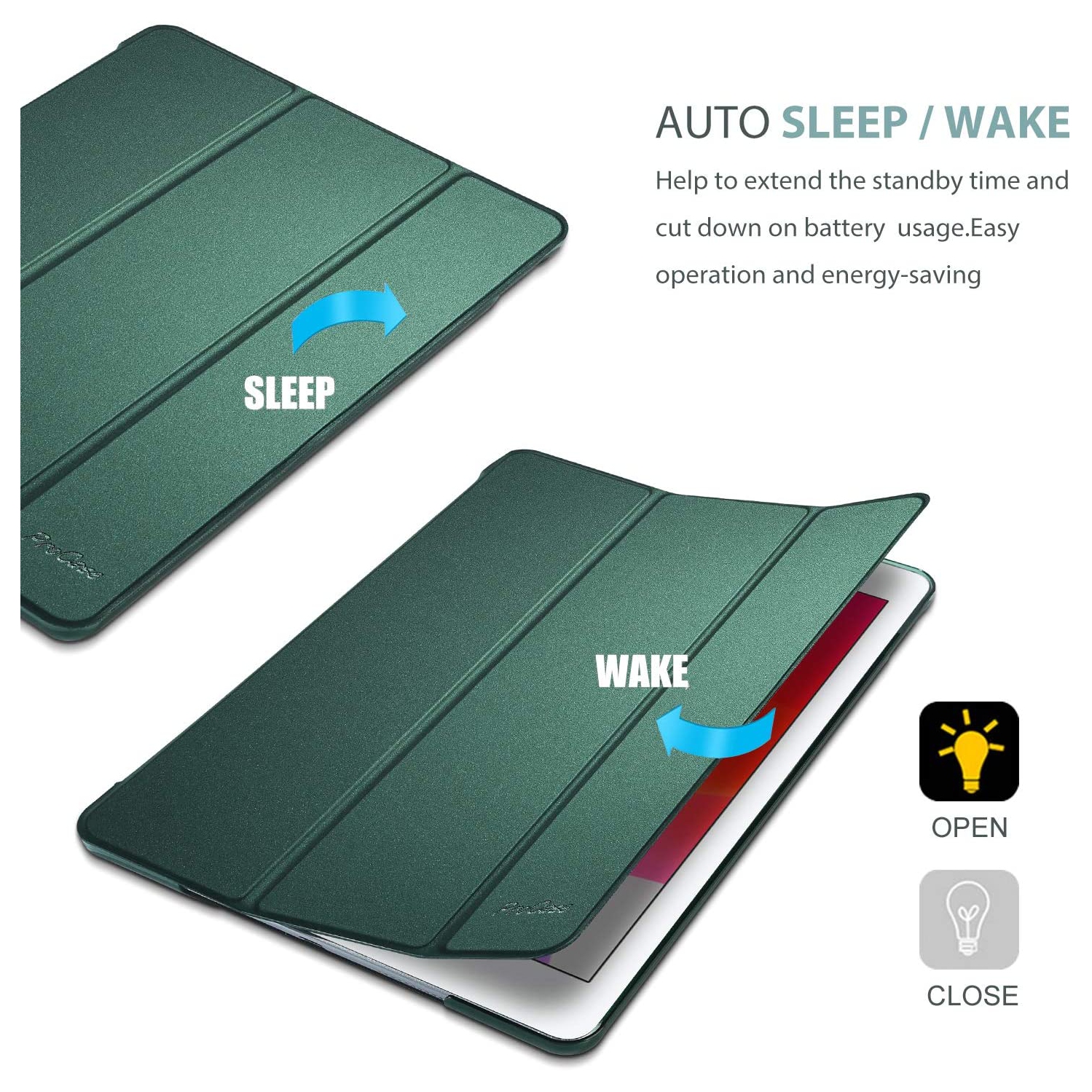 iPad 10.2 Case 2020 iPad 8th Gen/2019 7th Generation Case, Slim Stand Hard Back Shell Protective Smart Cover Case-Green