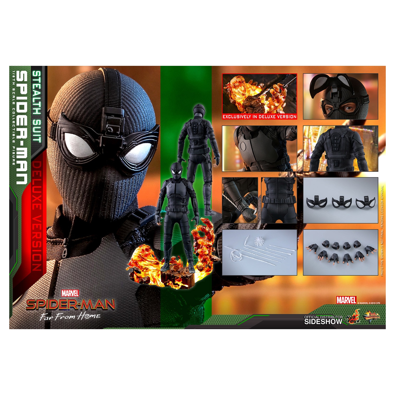 Spider-Man Far From Home 12 Inch Figure 1/6 Scale - Spider-Man (Stealth Suit) Deluxe Version Hot Toys 904858
