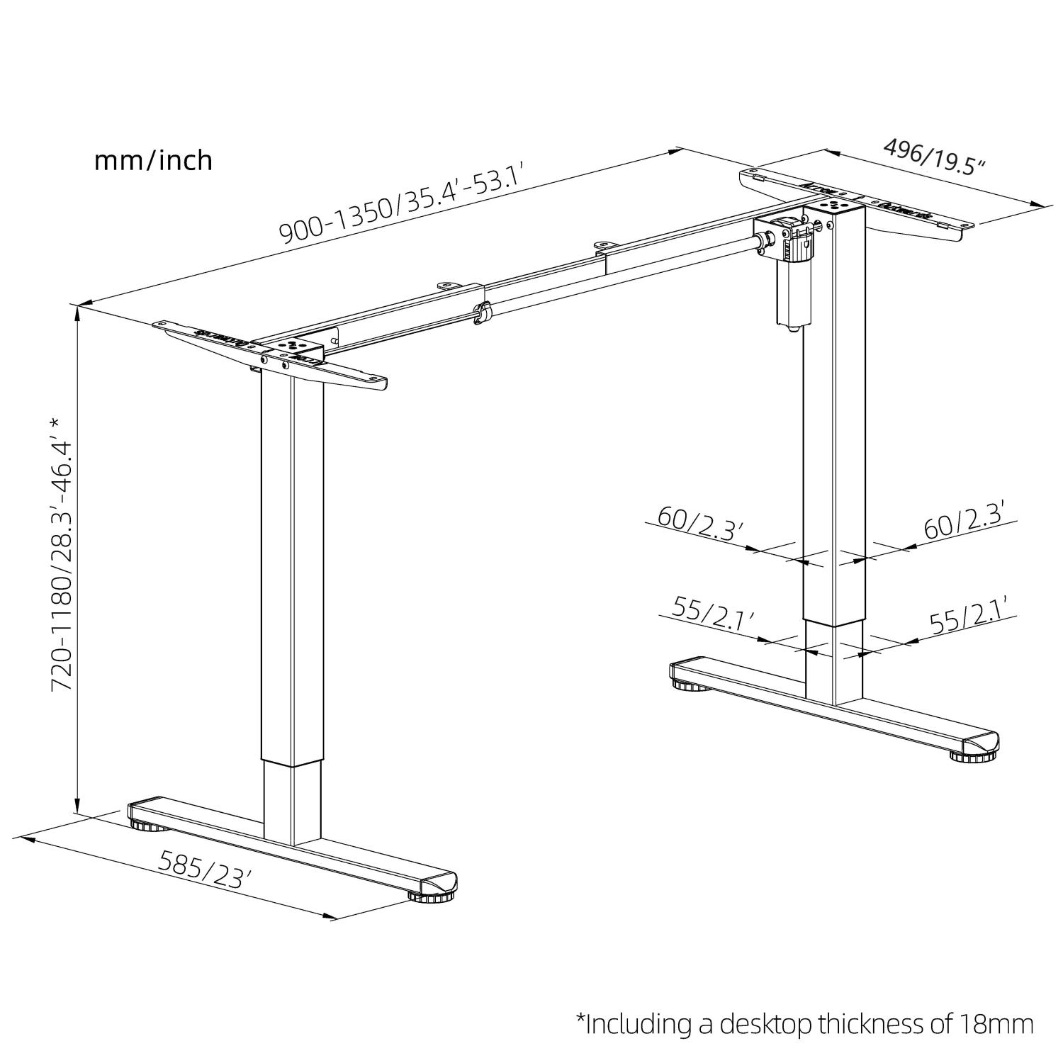 Uplite – cadre de bureau debout électrique, hauteur et largeur, base de poste de travail debout ergonomique réglable, cadre de table noir robuste