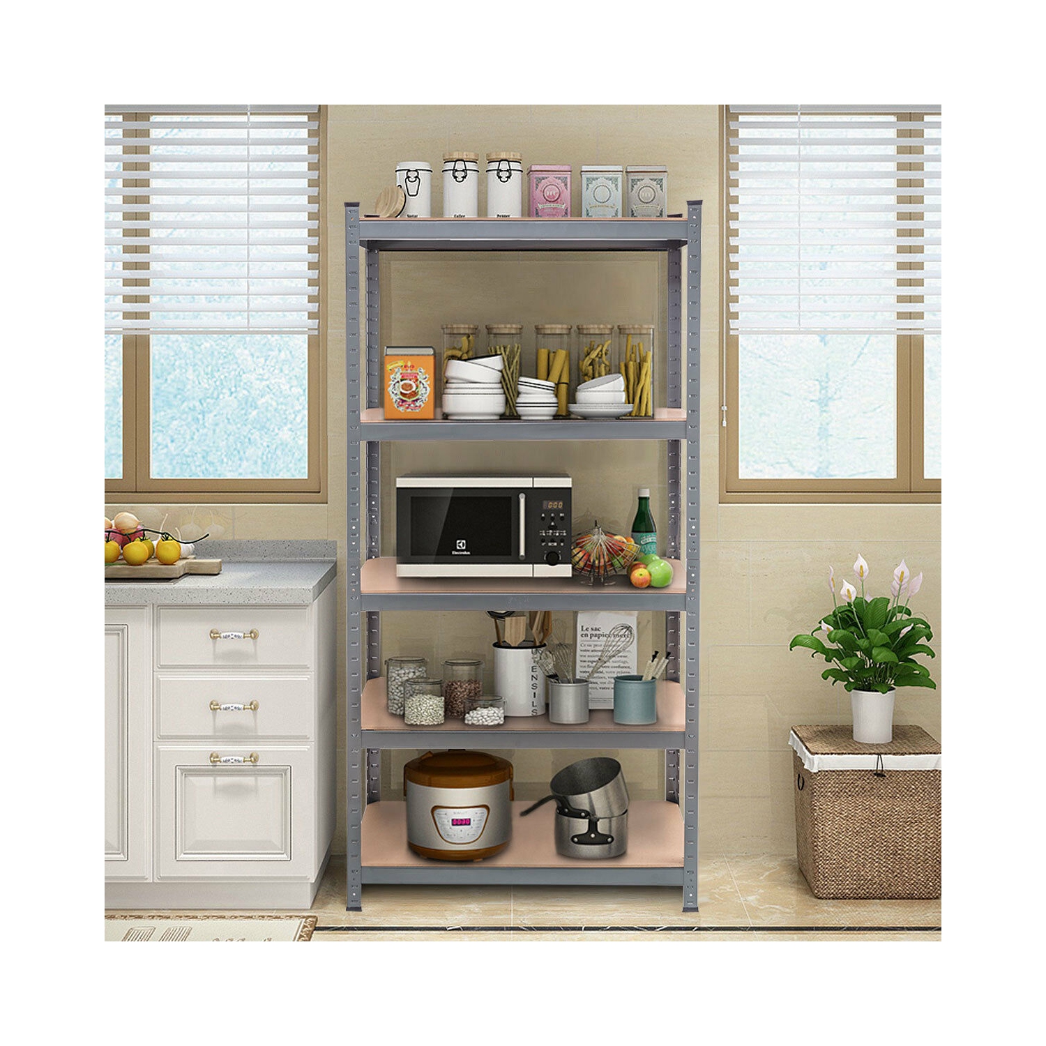 Gymax 72'' Heavy Duty Steel 5 Level Garage Shelf Metal Storage Adjustable Shelves Unit