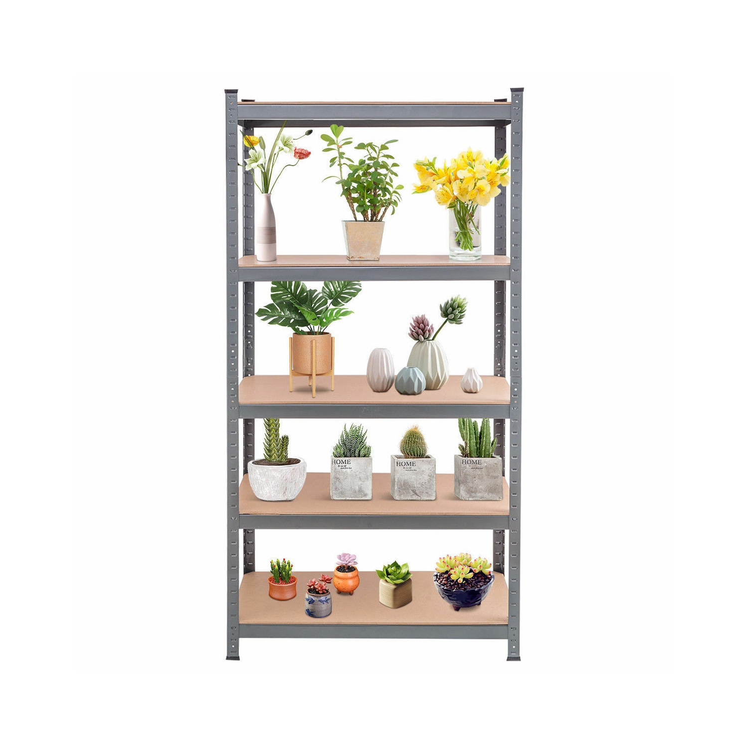 Gymax 72'' Heavy Duty Steel 5 Level Garage Shelf Metal Storage Adjustable Shelves Unit
